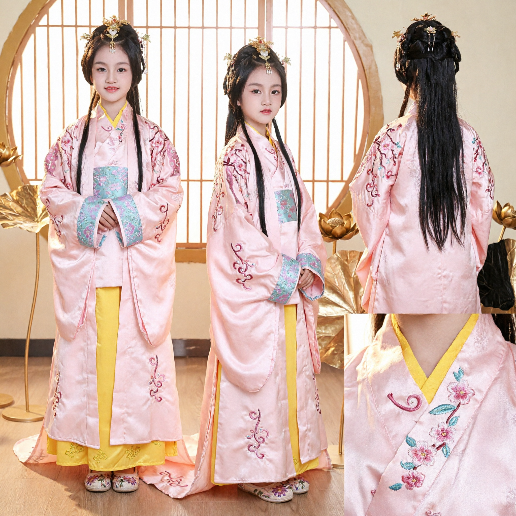 Hanfu de Princesa Antiguo Chino para Niñas, Traje Tradicional Rosa Bordado para Niños y Cosplay - Asian Costume