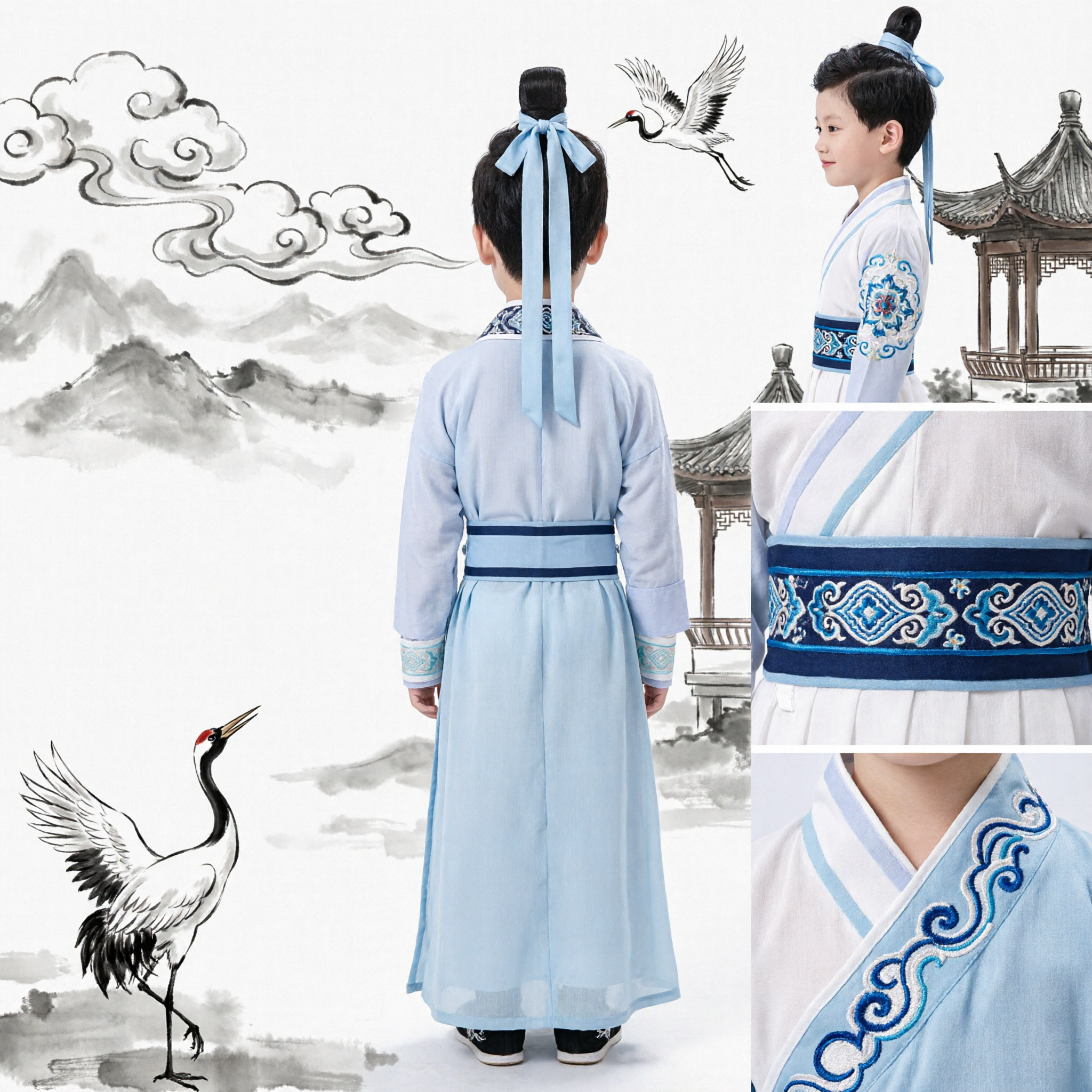 Costume traditionnel chinois Hanfu pour garçons, tenue d'érudit immortel ancien pour performances, cosplay et photographie - Asian Costume