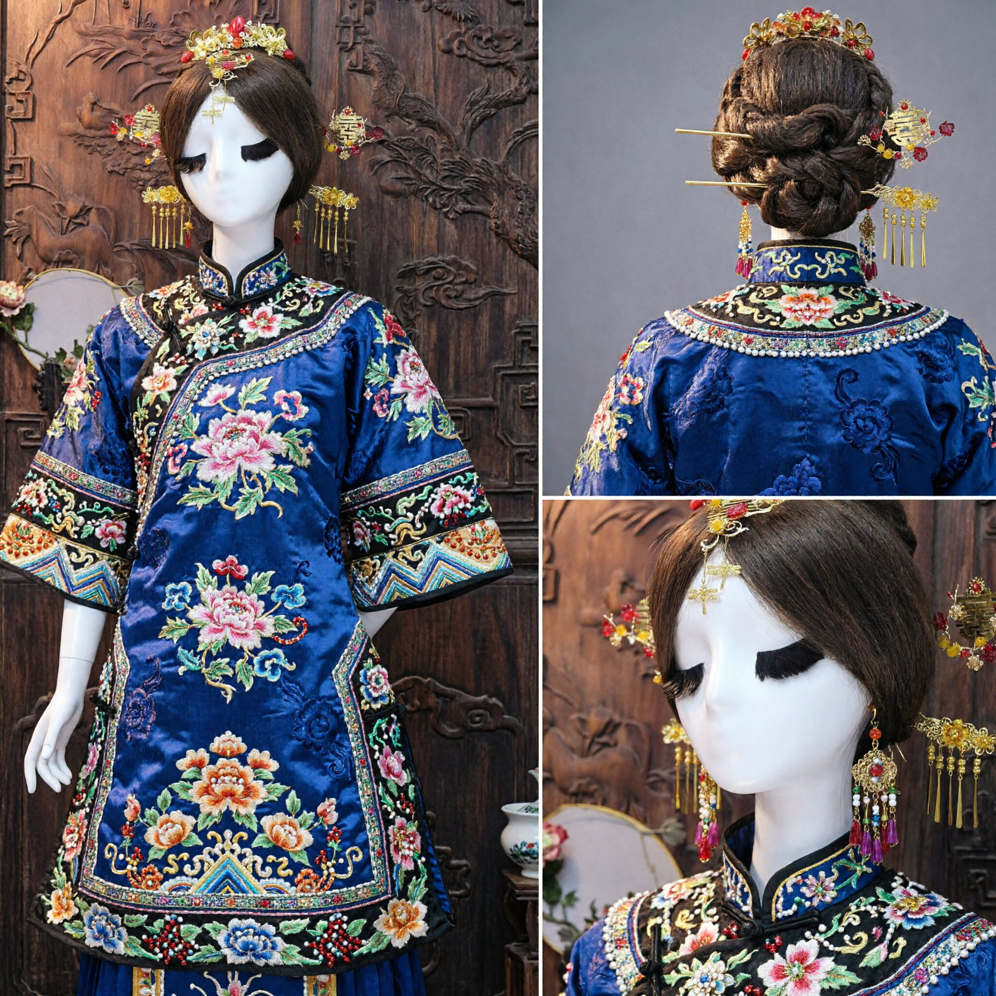 Ensemble d'accessoires capillaires Hanfu ancien chinois, couronne phénix dorée, parure de mariée avec franges pour mariée traditionnelle - Asian Costume