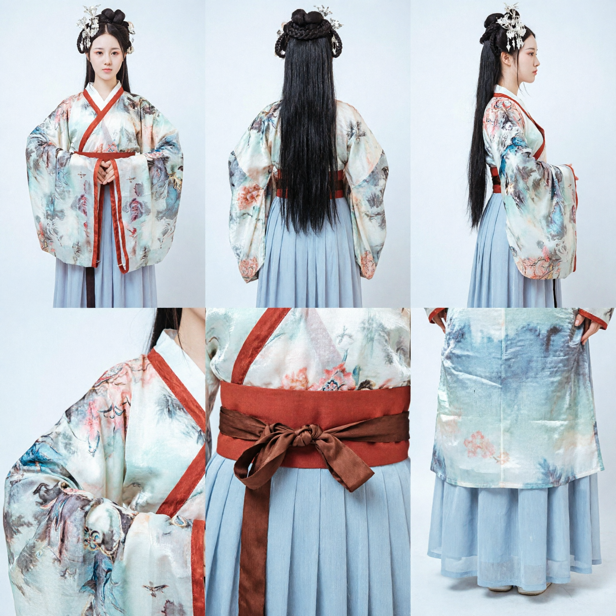 Traditioneel Chinese Hanfu kostuum oude stijl bloemenprint top en lange rok set voor vrouwen cosplay - Asian Costume