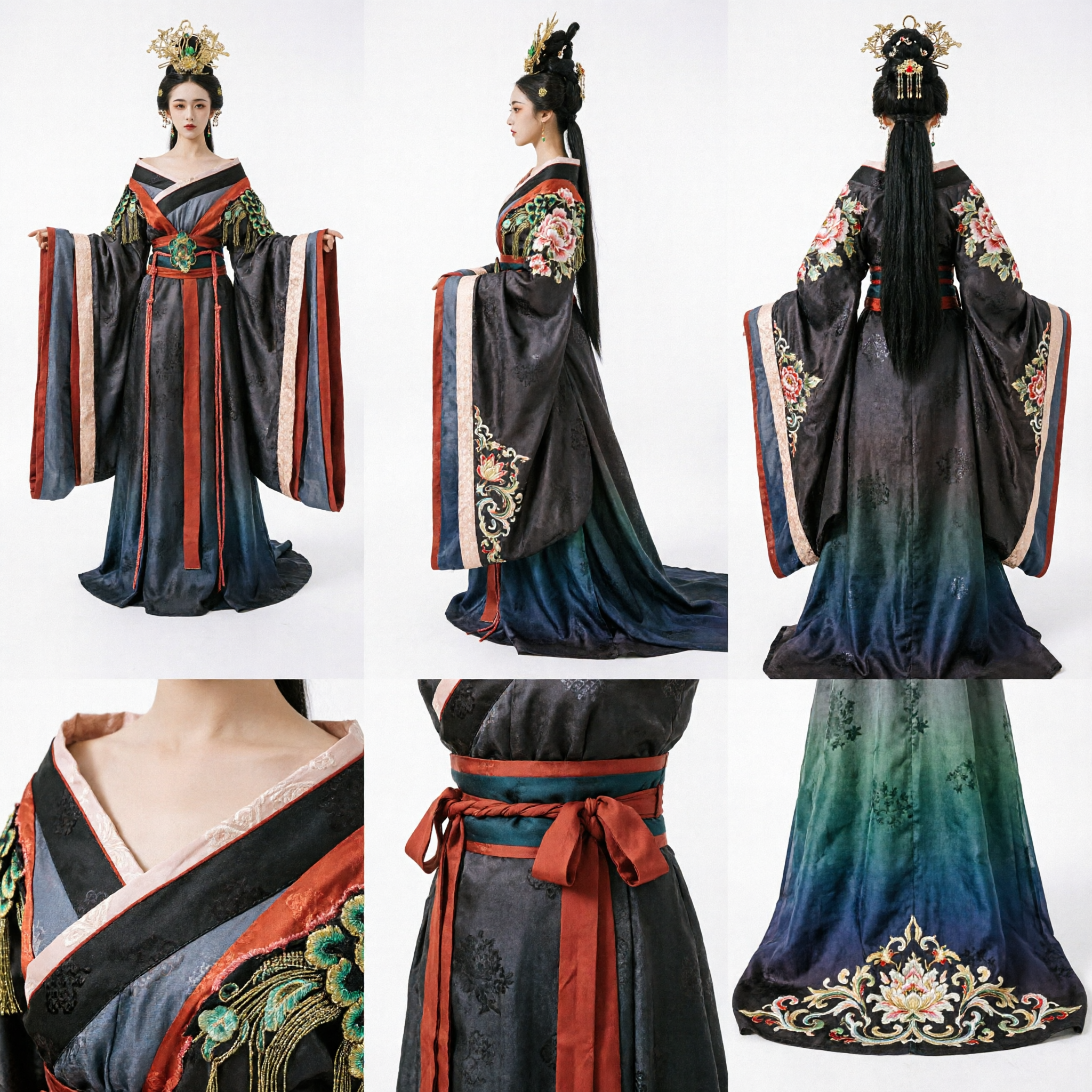 Elegancki czarny strój Hanfu z dynastii Tang dla kobiet Starożytna chińska suknia księżniczki Historyczny cosplay - Asian Costume