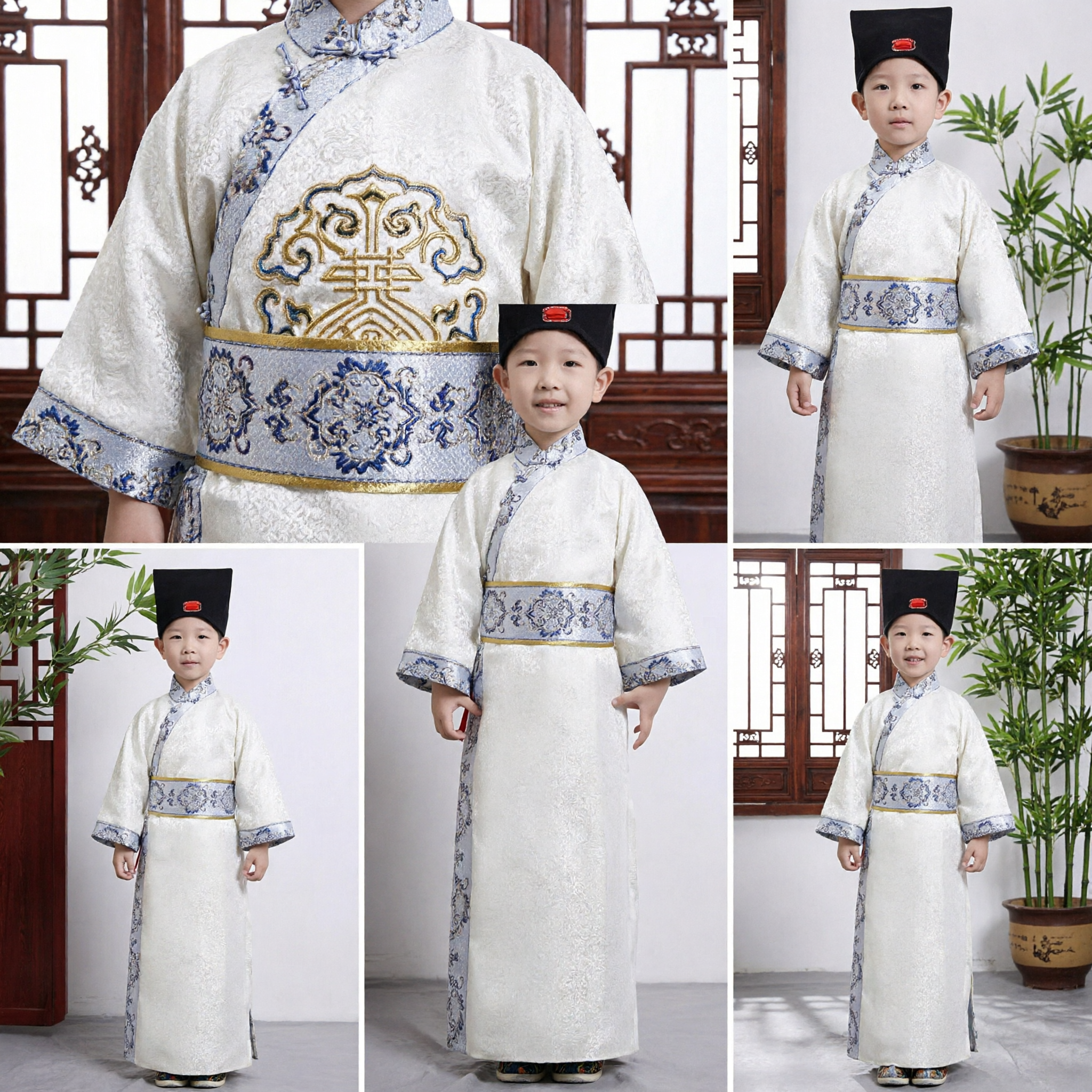 Costume Traditionnel Chinois pour Garçon Enfant - Robe d'Érudit Ancien Hanfu pour Performances et Festivals - Asian Costume