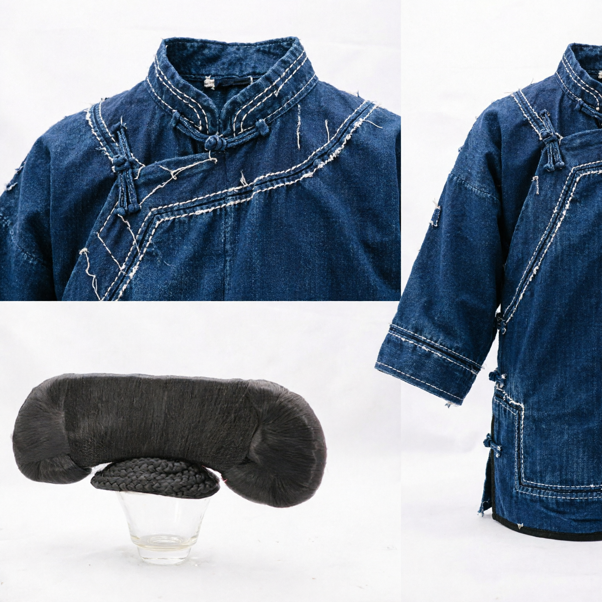 伝統中国黒髪バンウィッグベースハンフー古代衣装コスプレ女性用アクセサリー - Asian Costume