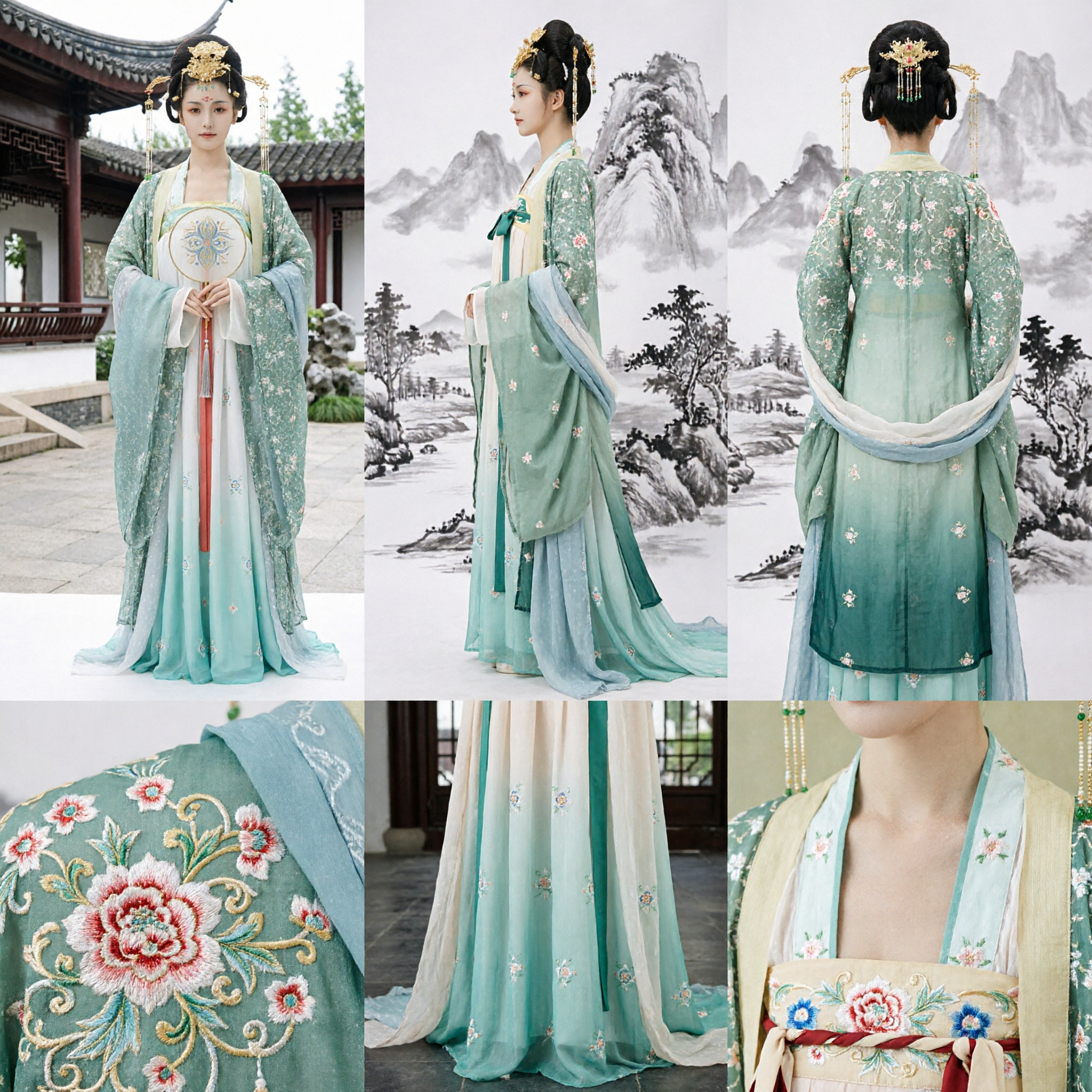 Traditionelles chinesisches Hanfu-Kostüm antikes grünes Prinzessinnenkleid für Frauen historisches Cosplay Auftritt - Asian Costume