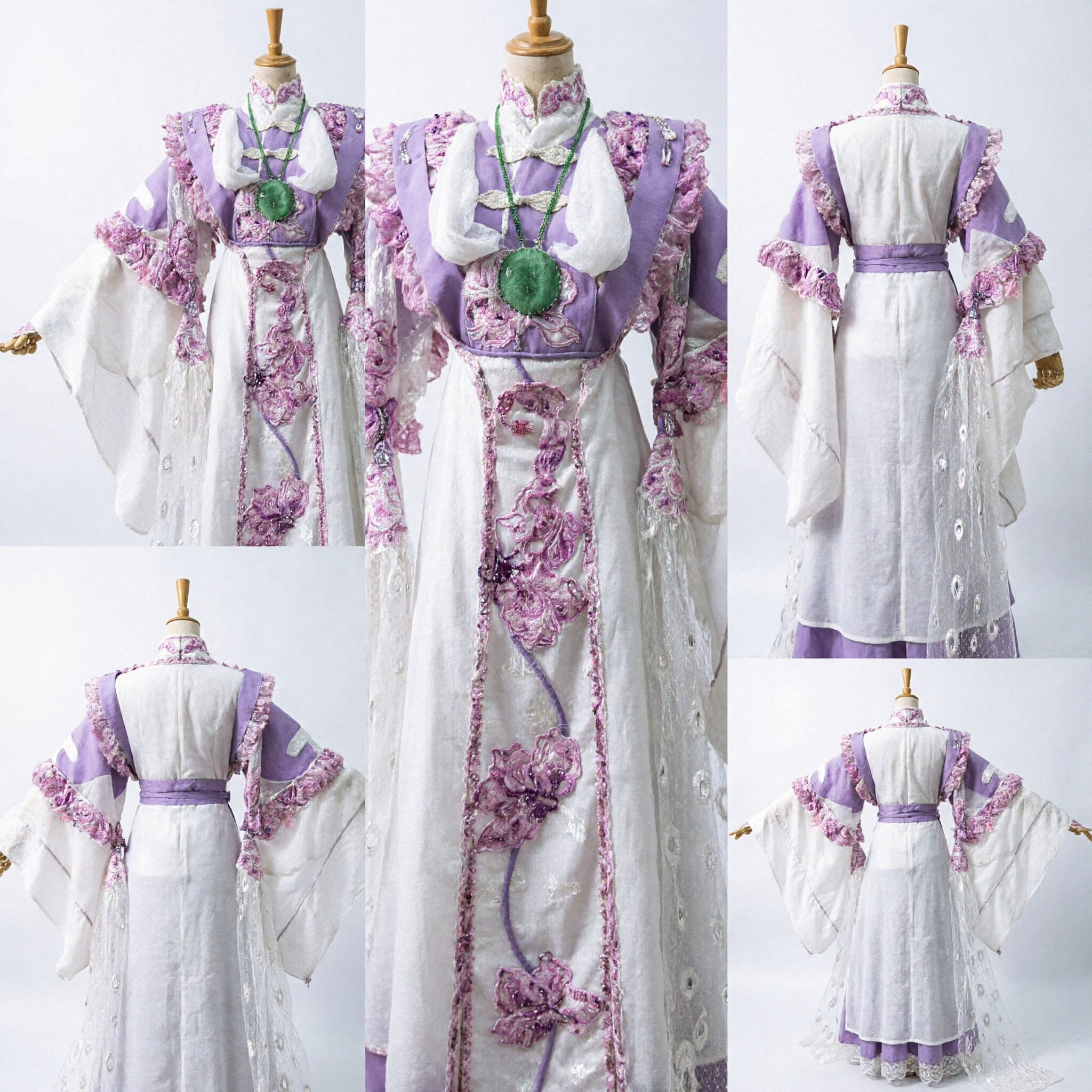 Elegante Traje Chinês Hanfu Antigo Roxo e Branco de Fada, Vestido Tradicional Bordado para Performance e Cosplay - Asian Costume