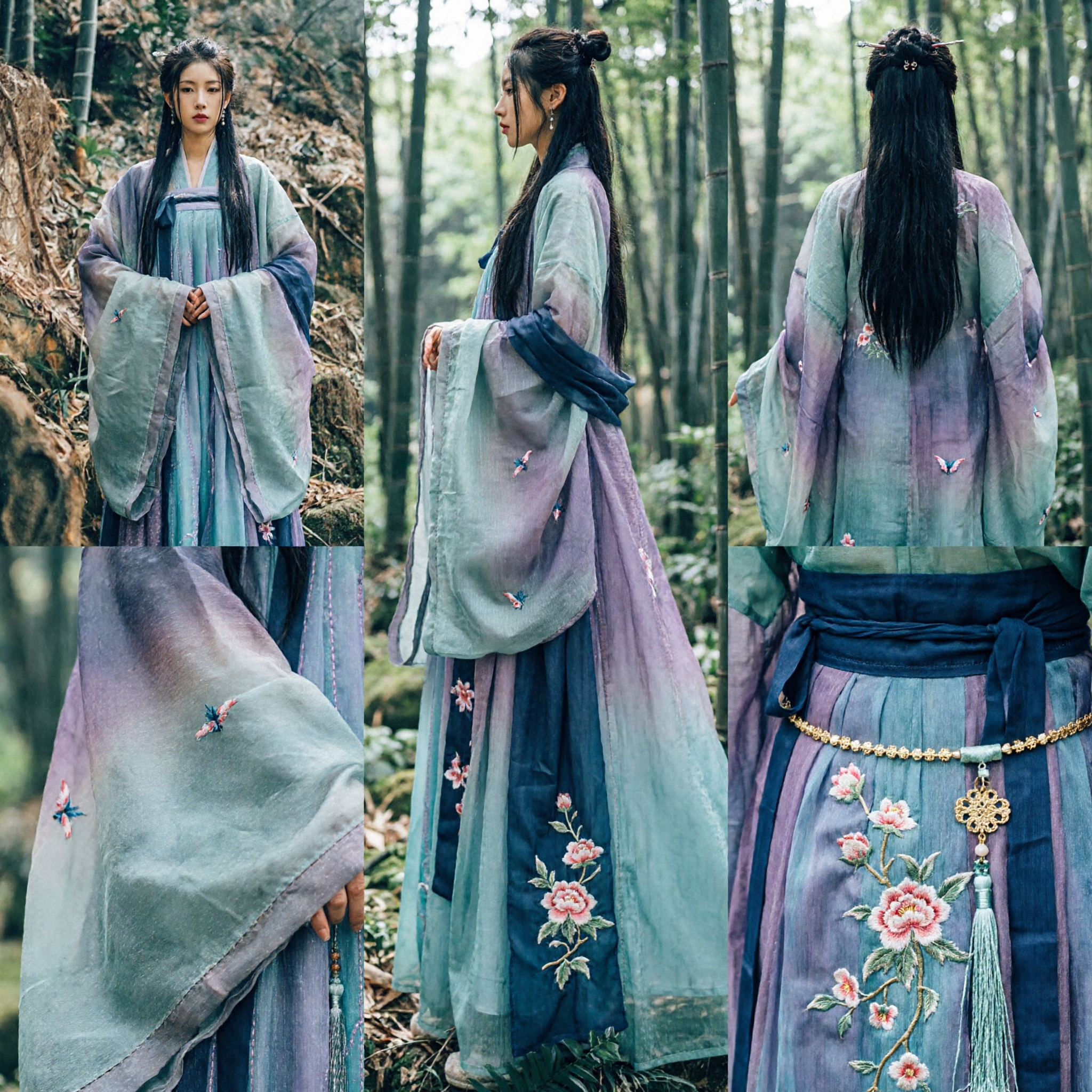 Elegantes traditionelles chinesisches Hanfu-Kleid für Frauen Antiker Feen-Stil Farbverlauf Weitärmel-Kostüm für Cosplay und Fotografie - Asian Costume