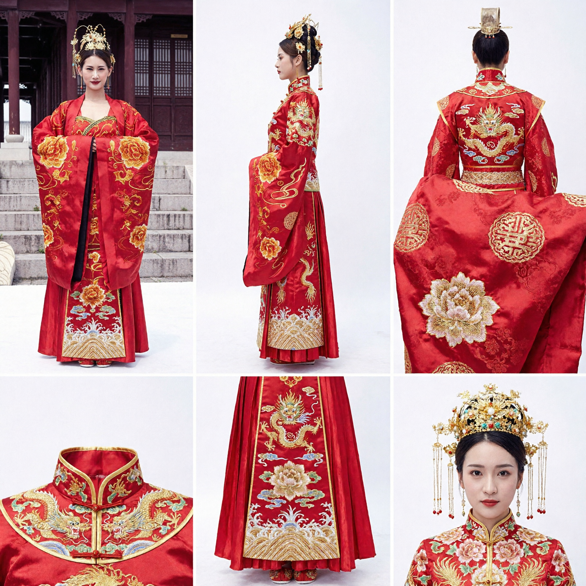 Costume da Sposa Tradizionale Cinese Antico Imperatore e Imperatrice Set Veste Hanfu Rossa per Coppie Cosplay - Asian Costume