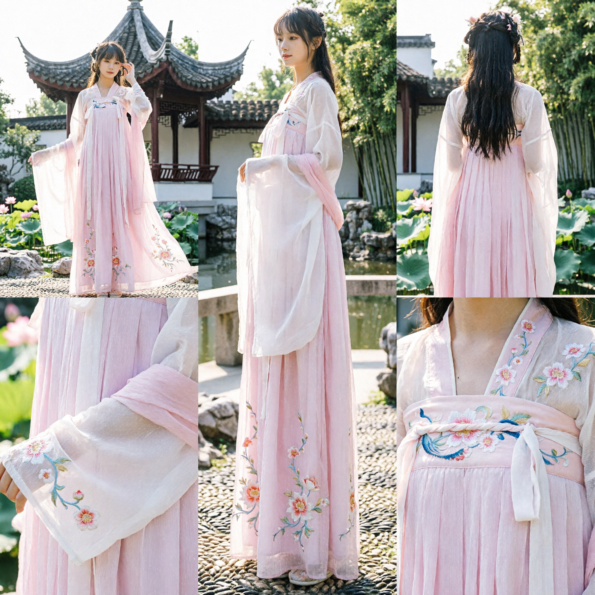Oud Chinees Hanfu Roze Feejurk met Vlindervleugels Geborduurd Traditioneel Kostuum voor Vrouwen Optreden - Asian Costume