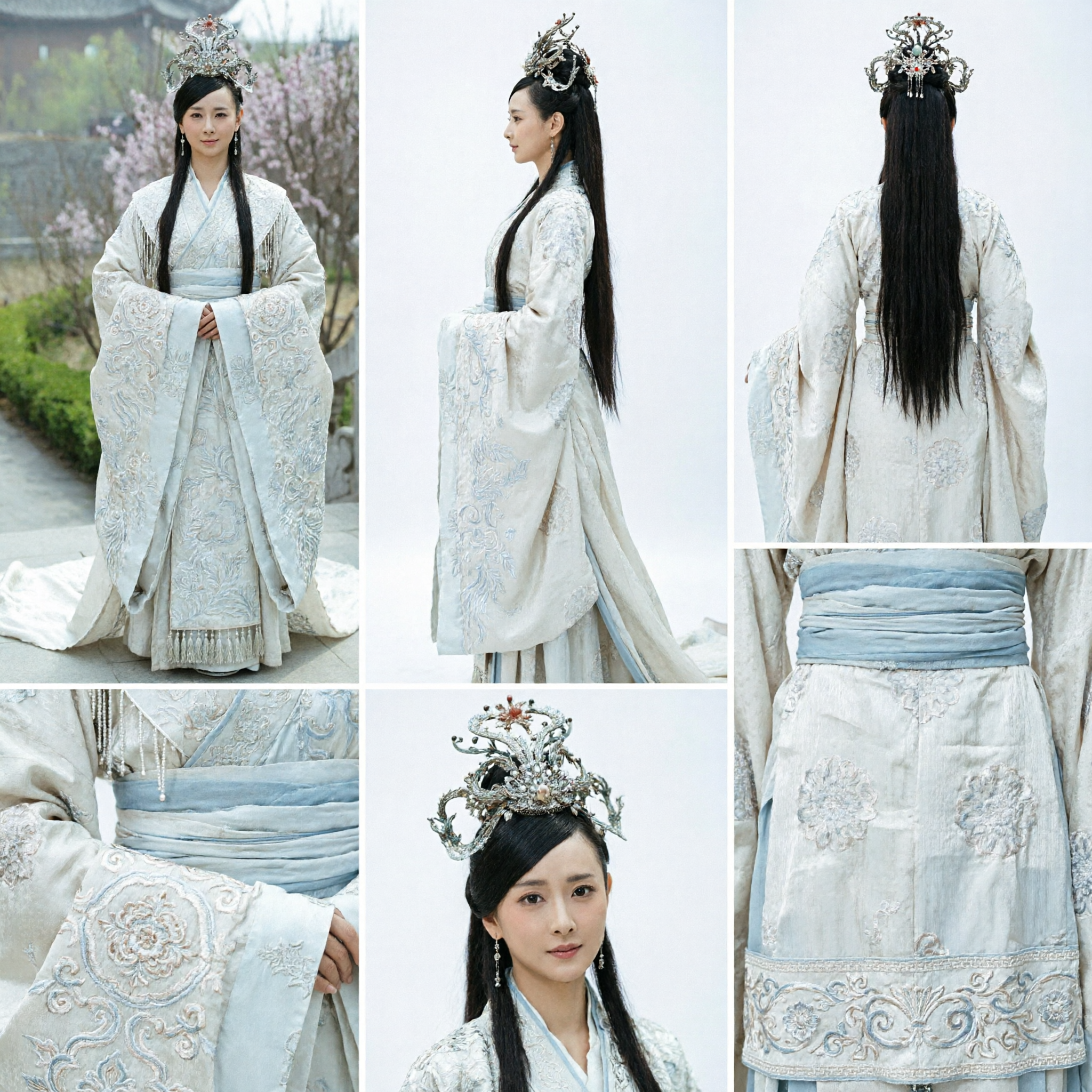 Elegante Costume Antico Cinese Hanfu Bianco Abito Tradizionale da Principessa Fata Ricamato per Donne per Cosplay - Asian Costume