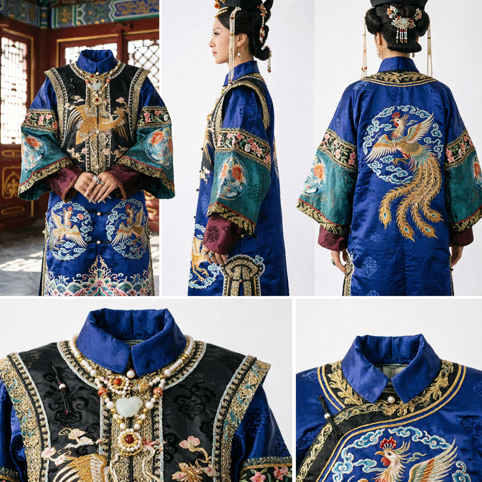Costume Tradizionale Cinese da Imperatrice della Dinastia Qing Set Antico con Vestito da Dama di Palazzo e Copricapo per Donne, Cosplay e Spettacoli - Asian Costume