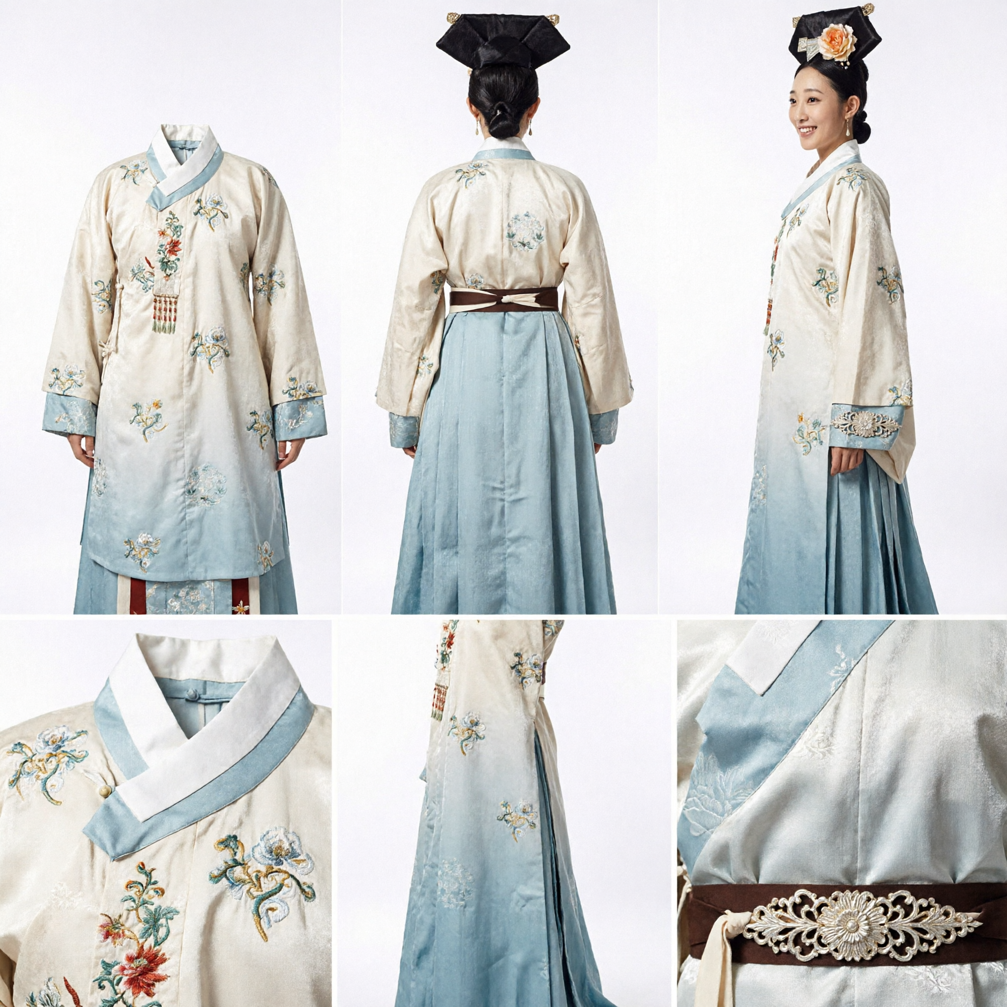Costume de Princesse Mandchoue de la Dynastie Qing Chinoise Ancienne - Ensemble de Robe Brodée Traditionnelle et Coiffe pour Cosplay Femme - Asian Costume