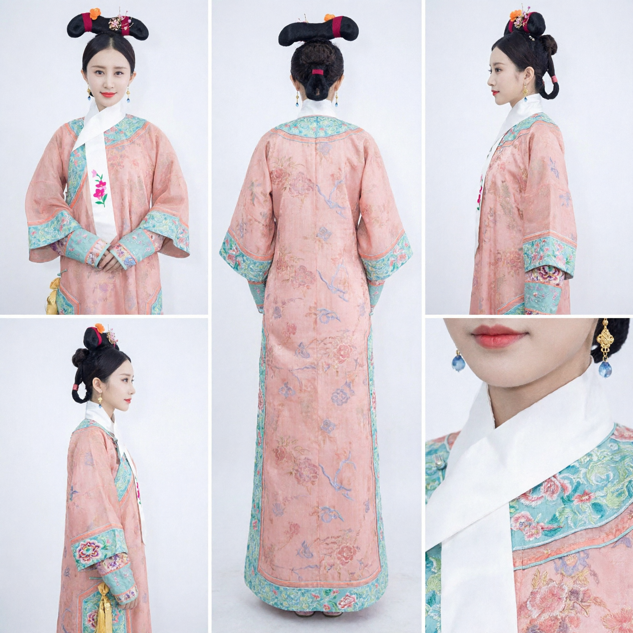 Traje Tradicional Chinês da Dinastia Qing da Princesa Manchu - Vestido Rosa Bordado de Dama do Palácio Antigo para Cosplay Feminino - Asian Costume