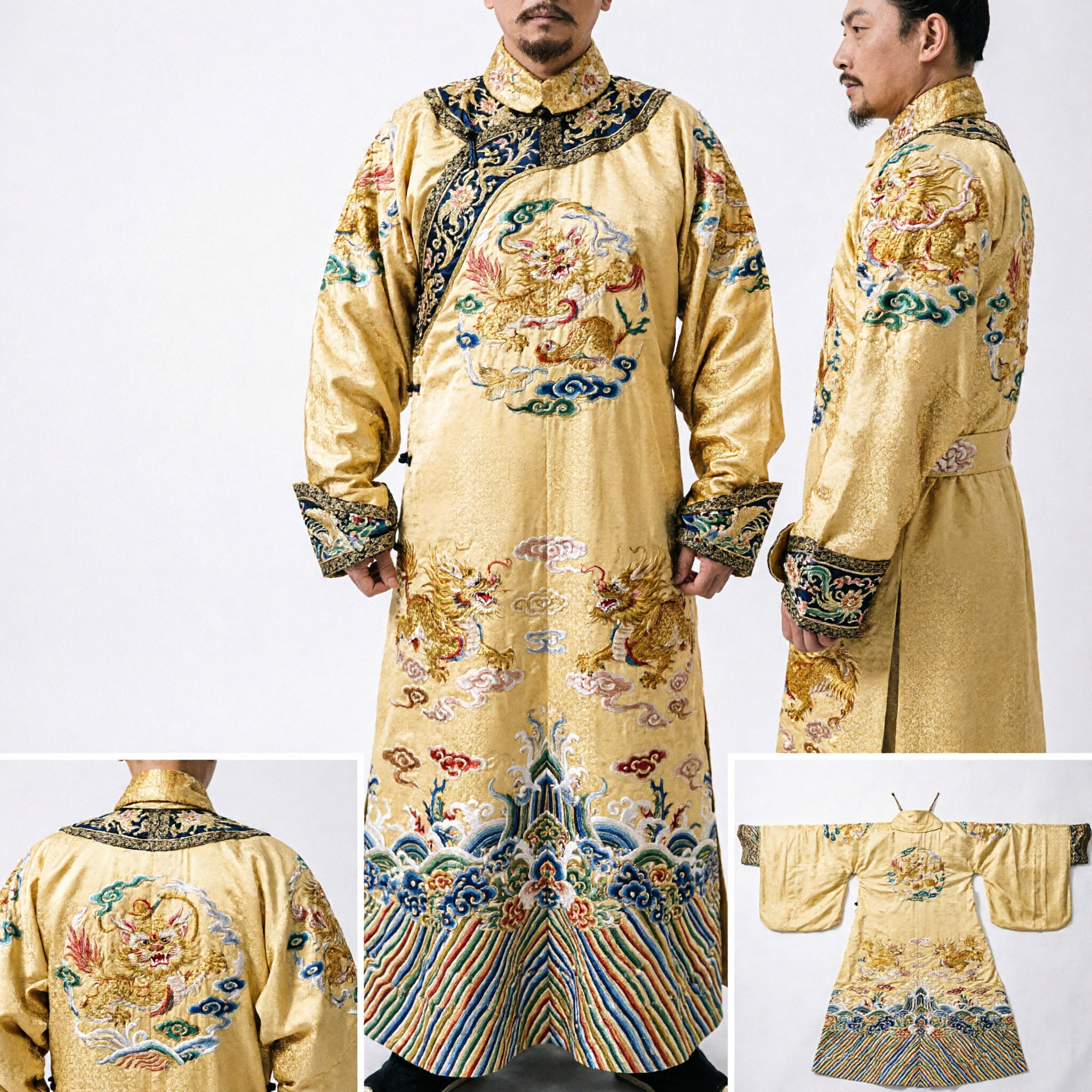 古代中国皇帝黄龍ローブ衣装 男性用清朝歴史コスプレ衣装 - Asian Costume