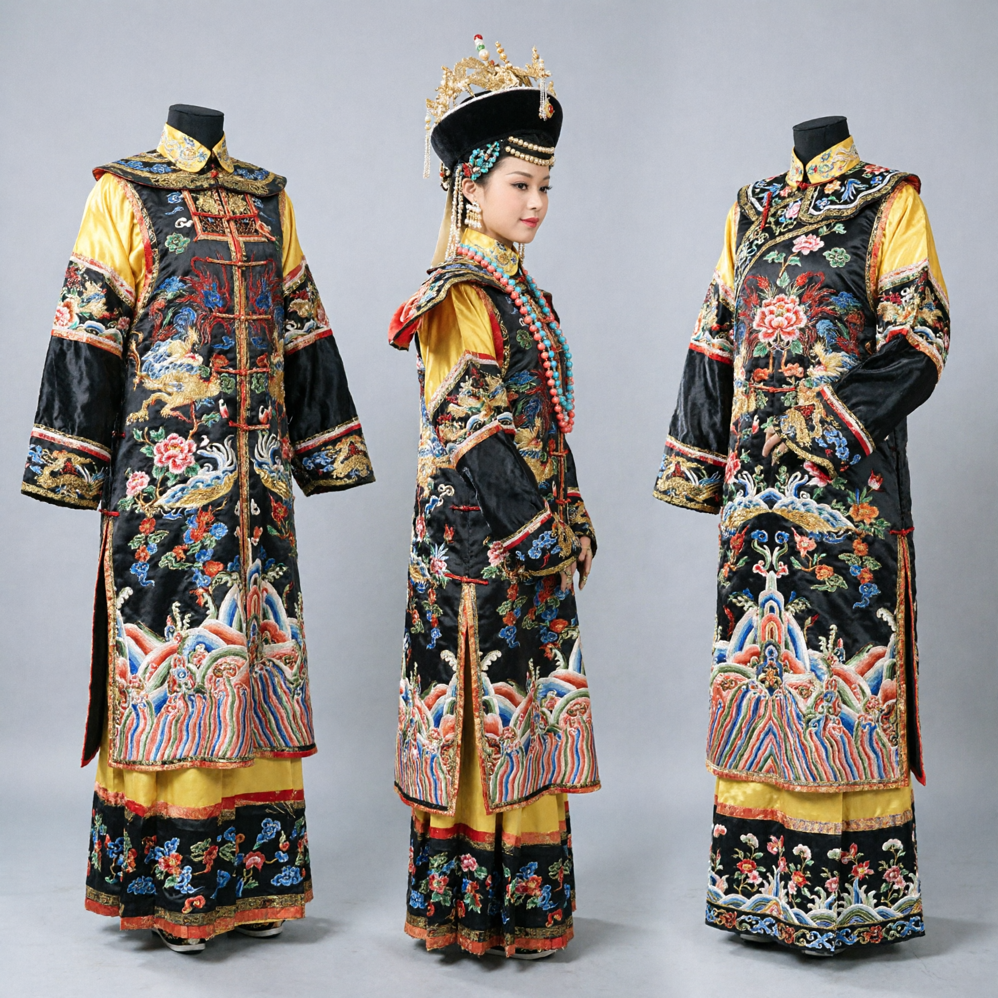 Costume d'impératrice de la dynastie Qing chinoise traditionnelle - Robe de princesse royale ancienne pour spectacle et cosplay - Asian Costume