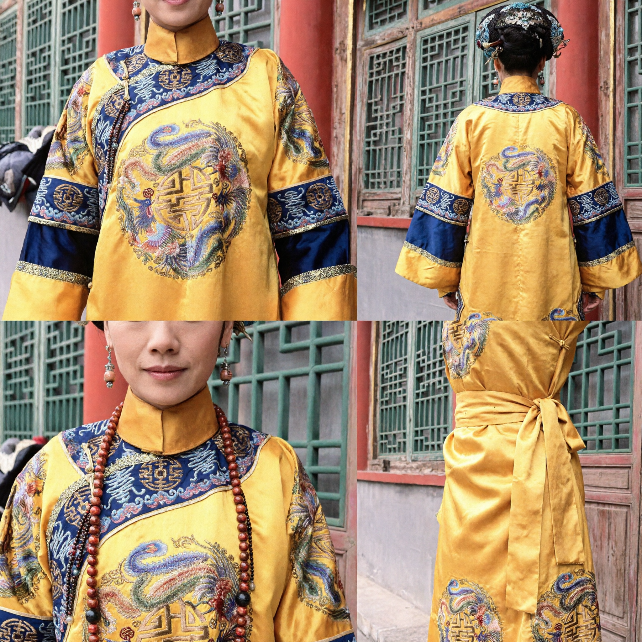 清朝皇妃刺繍黄色龍袍 伝統的中国宮廷衣装 女性用コスプレ - Asian Costume