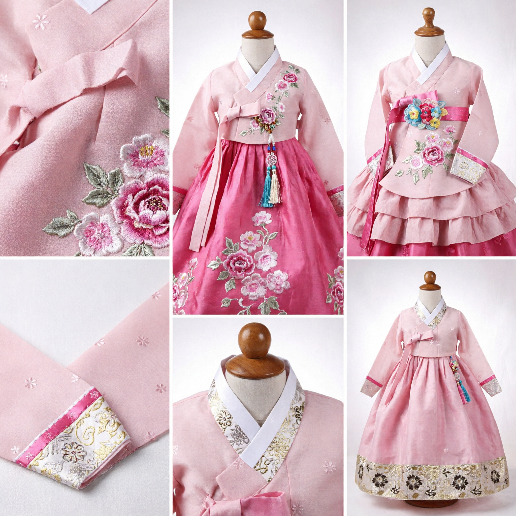 Różowy kwiatowy koreański hanbok tradycyjna suknia dla dziewczynek dziecięcy kostium na święta festiwale przyjęcia - Asian Costume