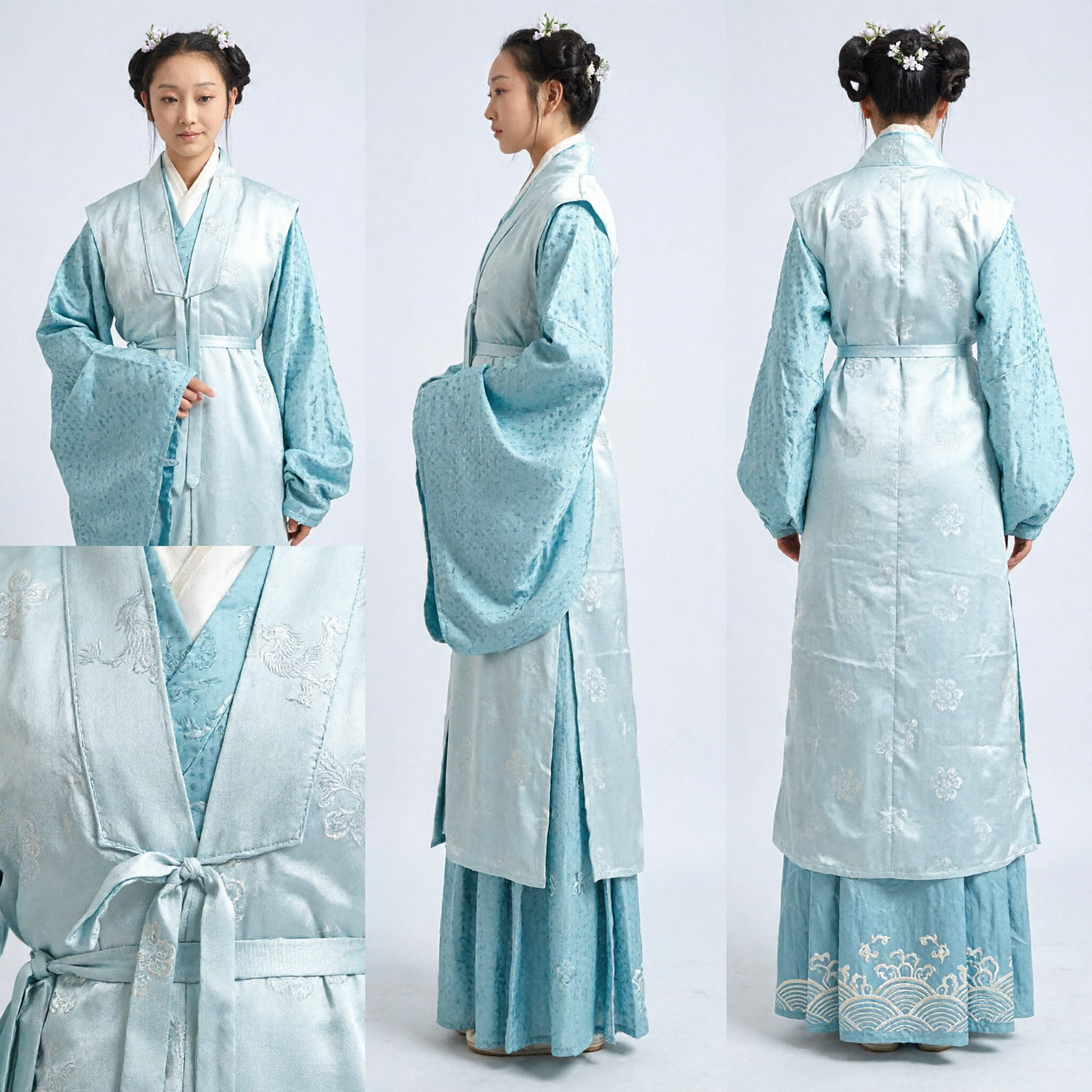Costume Hanfu cinese antico blu abbigliamento tradizionale per donna per spettacoli teatrali e cosplay - Asian Costume