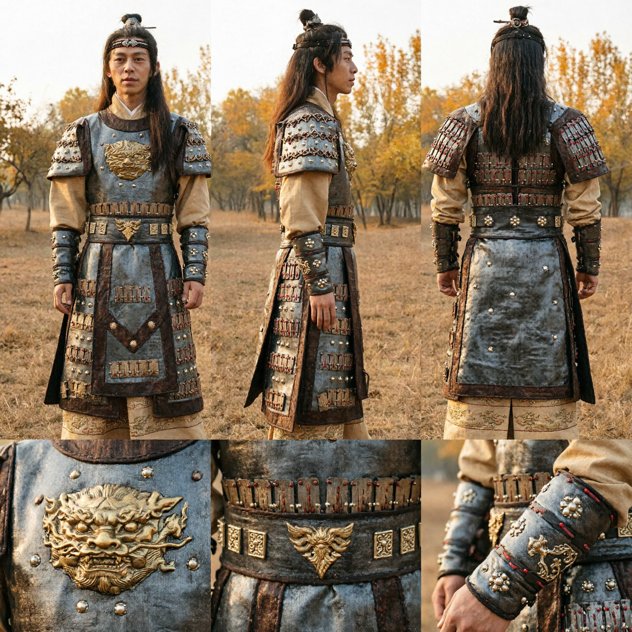 Costume d'Armure de Guerrier Chinois Ancien pour Hommes - Tenue de Général Historique Hanfu pour Cosplay et Spectacles sur Scène - Asian Costume