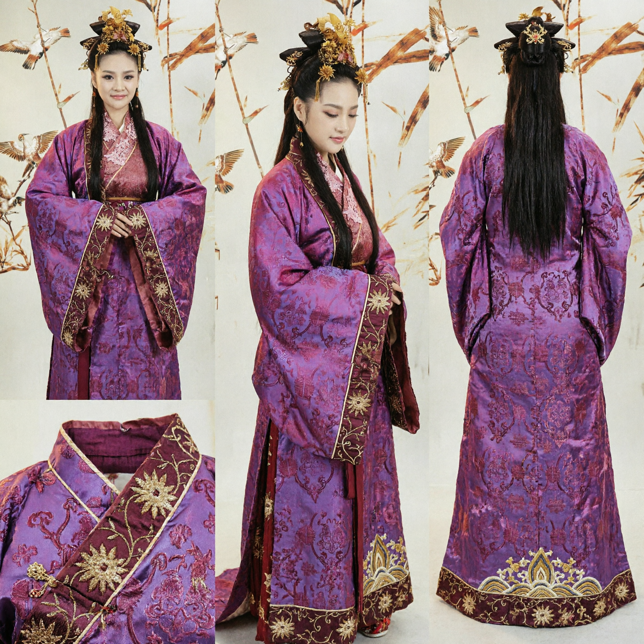 Disfraz Hanfu de Princesa Púrpura China Antigua, Túnica Tradicional Bordada para Mujeres para Cosplay Histórico y Fotografía - Asian Costume