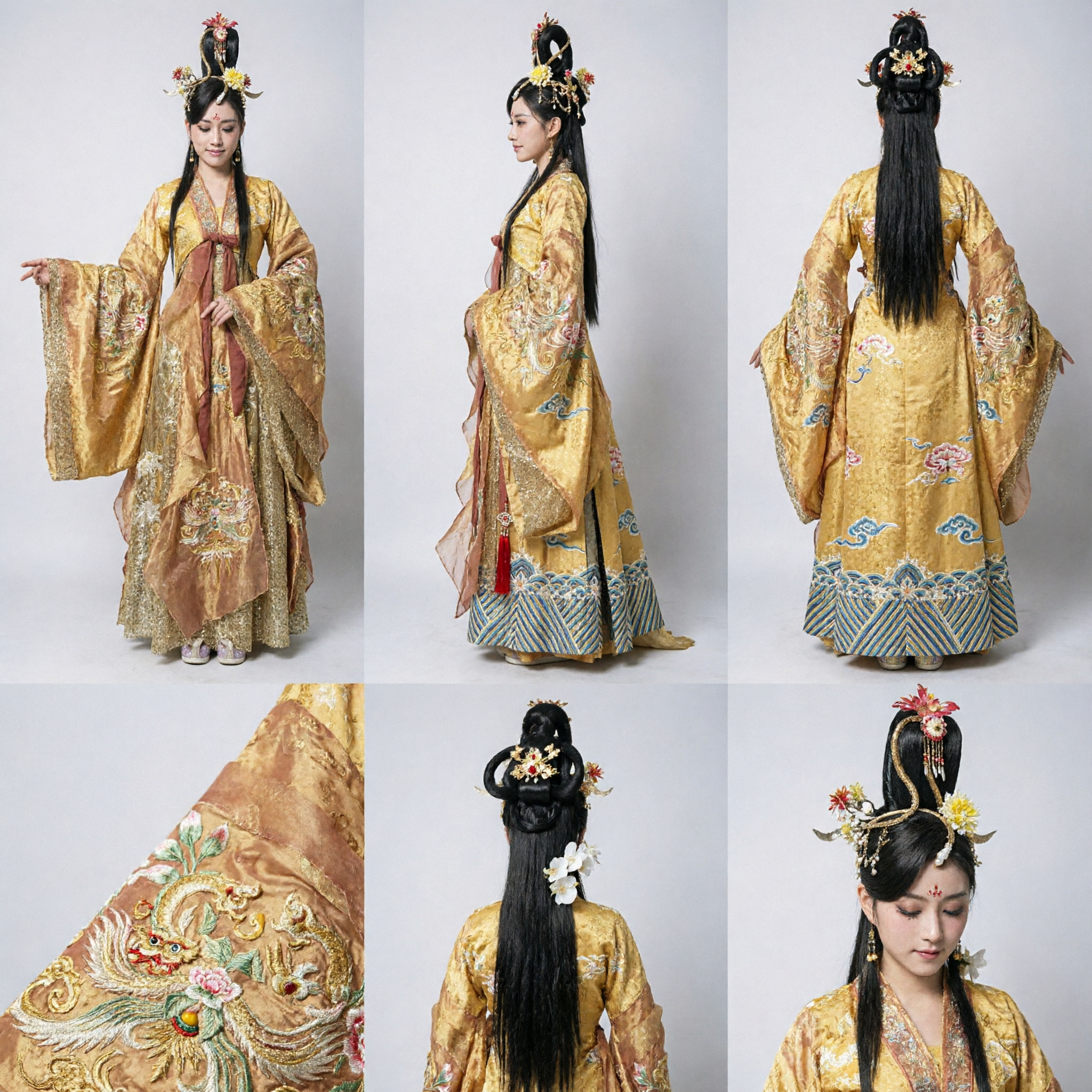 Costume Principessa Reale Hanfu della Dinastia Tang Cinese Tradizionale, Vestito Antico Ricamato Oro per Donne per Spettacoli - Asian Costume