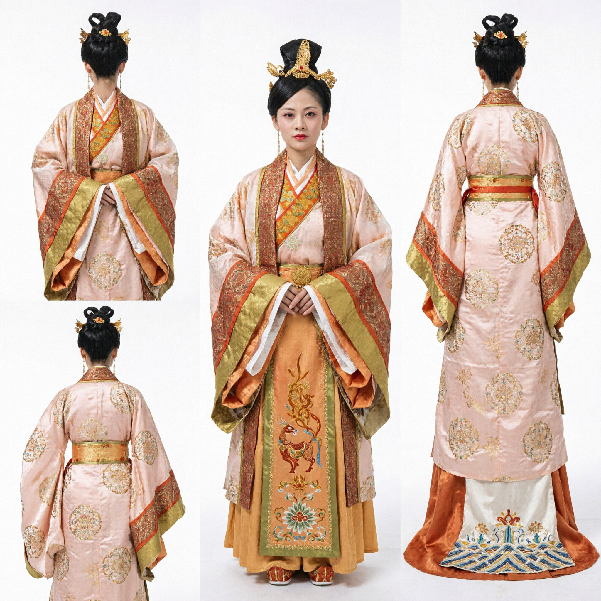고대 중국 궁전 황후 의상 전통 당나라 한푸 드레스 여성용 역사 코스프레 - Asian Costume