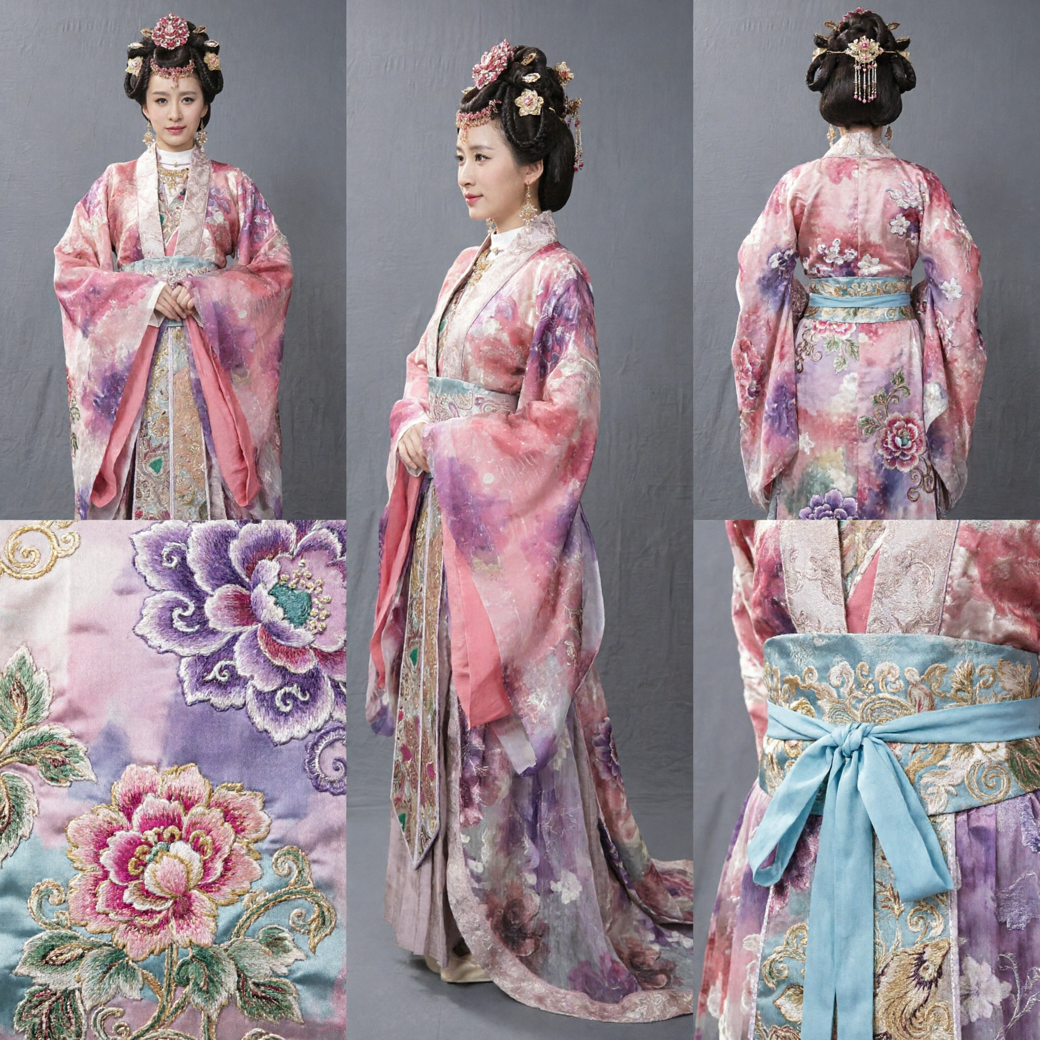 Costume Hanfu de Princesse de la Dynastie Tang Chinoise Ancienne - Robe Traditionnelle Élégante à Motifs Floraux pour Femmes (Spectacle, Cosplay) - Asian Costume