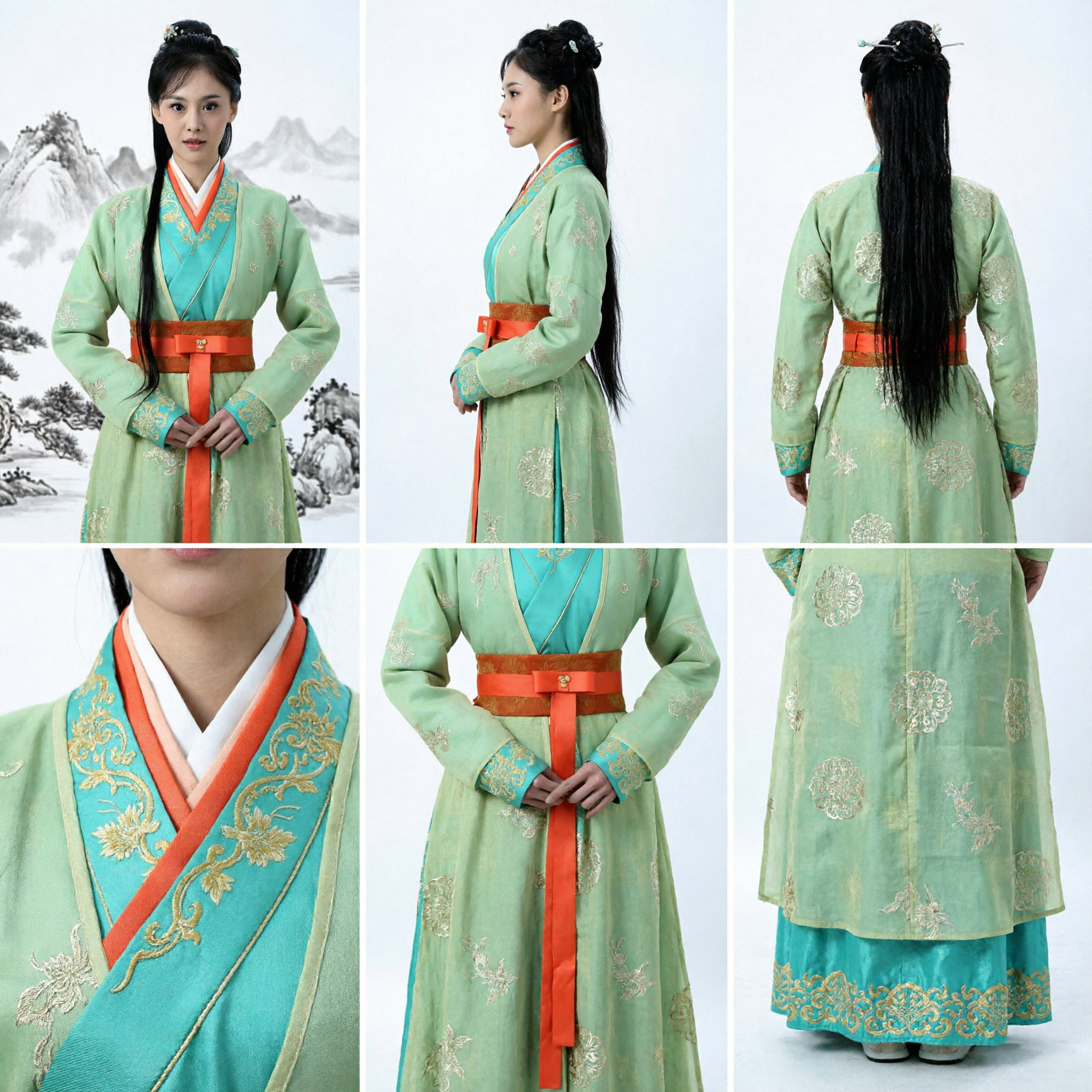 Traje Tradicional de Mujer Hanfu Chino Antiguo de Hada Verde Bata Bordada para Cosplay y Danza - Asian Costume
