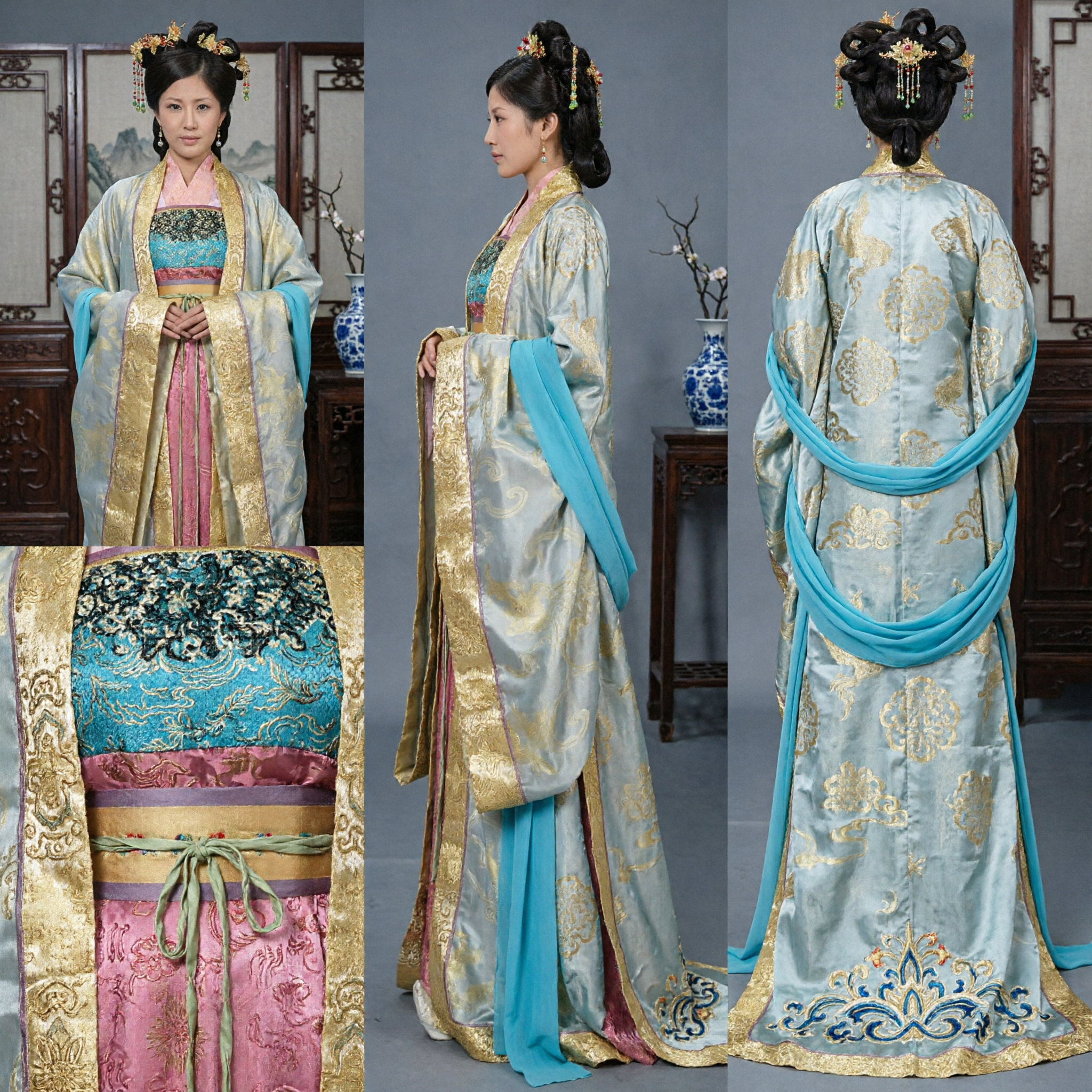 Elegante Traje da Princesa da Antiga Dinastia Tang Chinesa Vestido Hanfu Tradicional para Cosplay de Drama de Época Feminino - Asian Costume