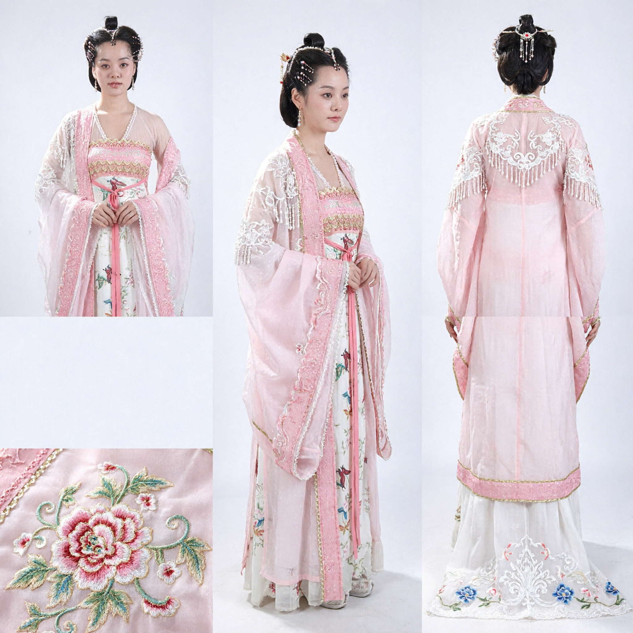 Elegant Pink and White Traditional Chinese Hanfu Ancient Princess Costume for Women Cosplay - Asian Costume