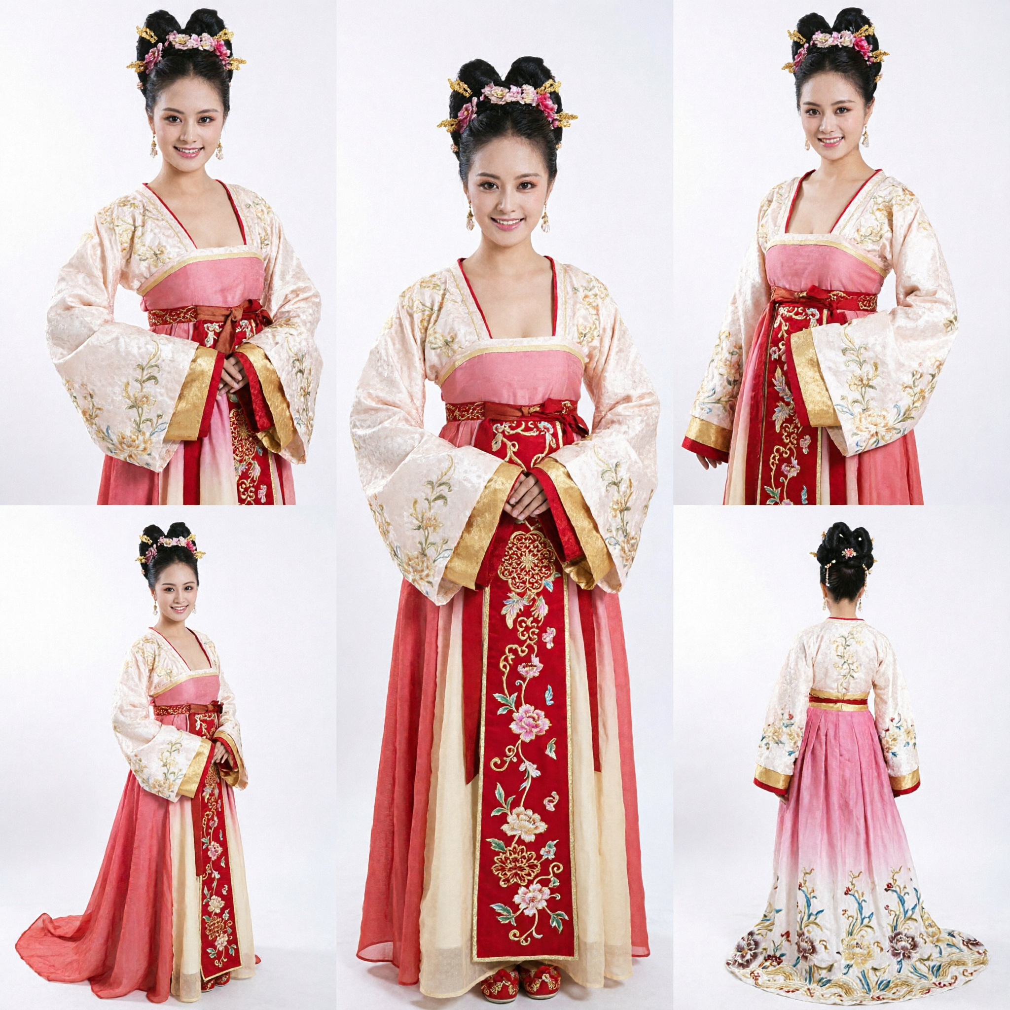 Damski starożytny chiński kostium Hanfu z dynastii Tang Czerwona gradientowa spódnica Tradycyjna suknia księżniczki na Cosplay - Asian Costume