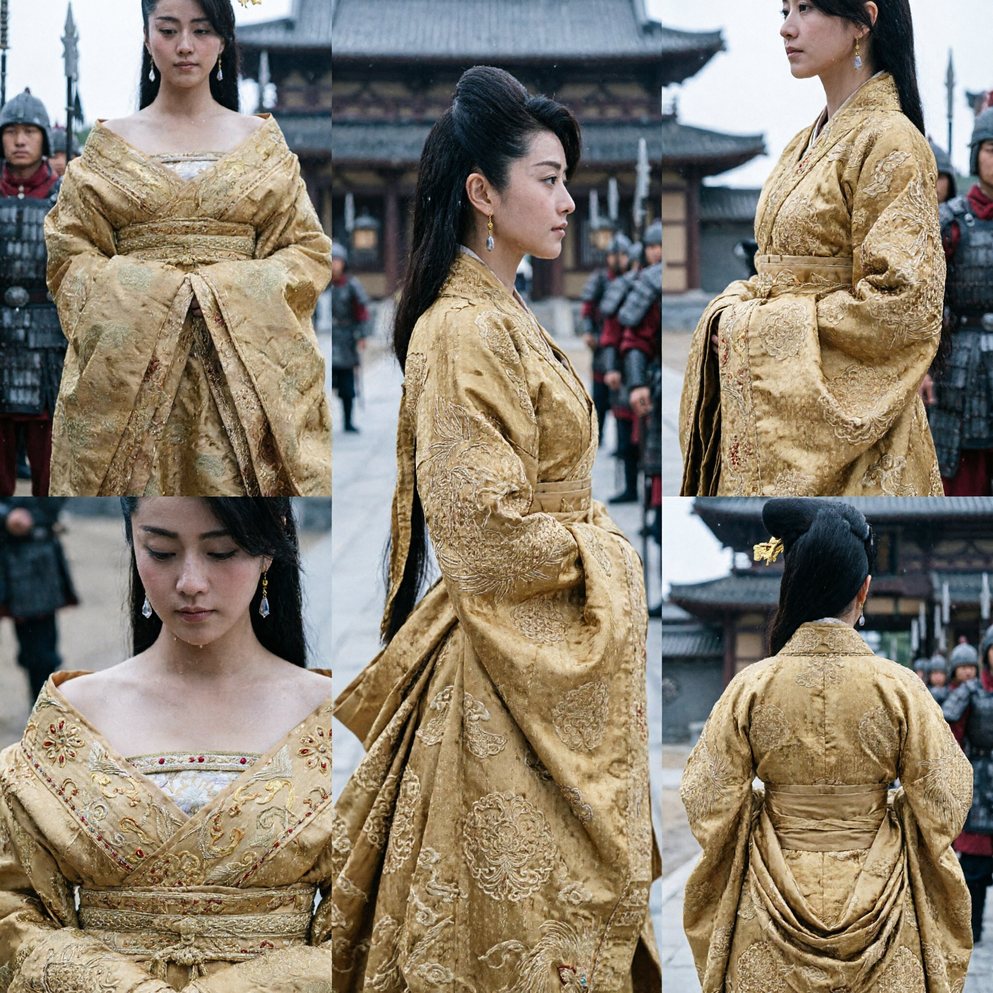 중국 전통 당나라 금색 황후 한푸 의상 고대 궁녀 드레스 여성 코스프레용 - Asian Costume