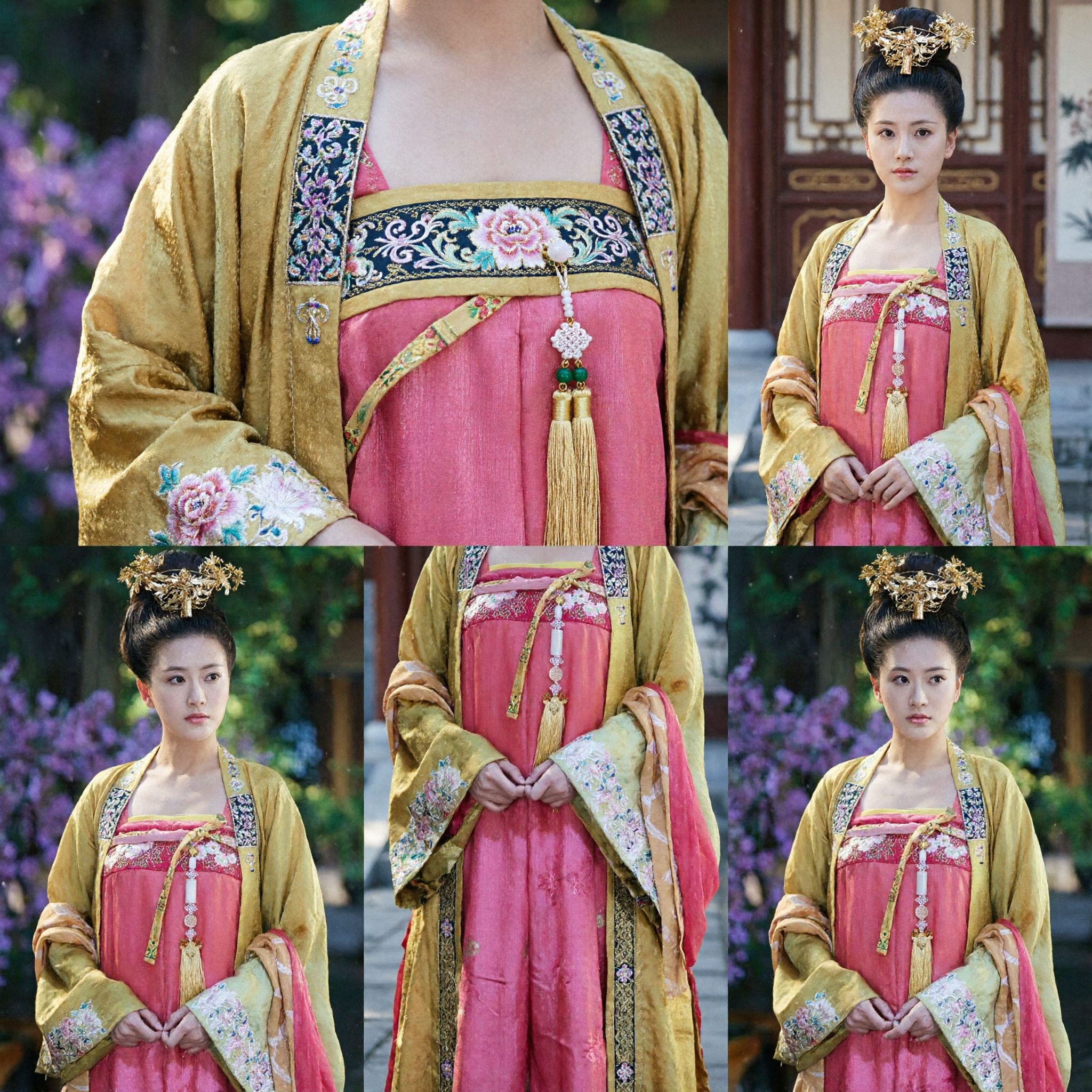 고대 중국 당나라 궁녀 의상 전통 자수 한푸 드레스 여성 역사적 코스프레용 - Asian Costume