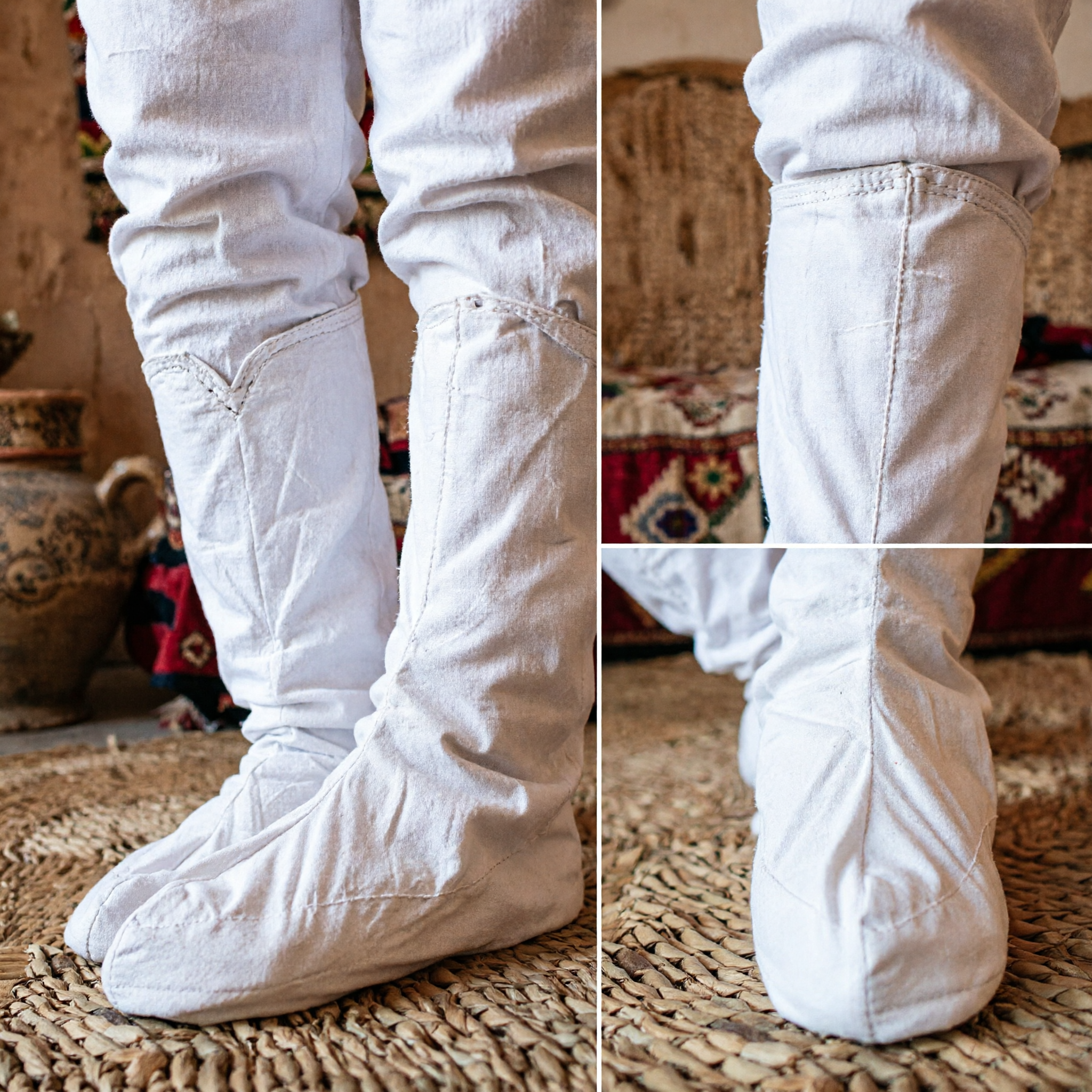 Botas de Tela Blancas Tradicionales Chinas Zapatos de Artes Marciales Kung Fu Calzado Hanfu Cosplay para Hombres y Mujeres - Asian Costume