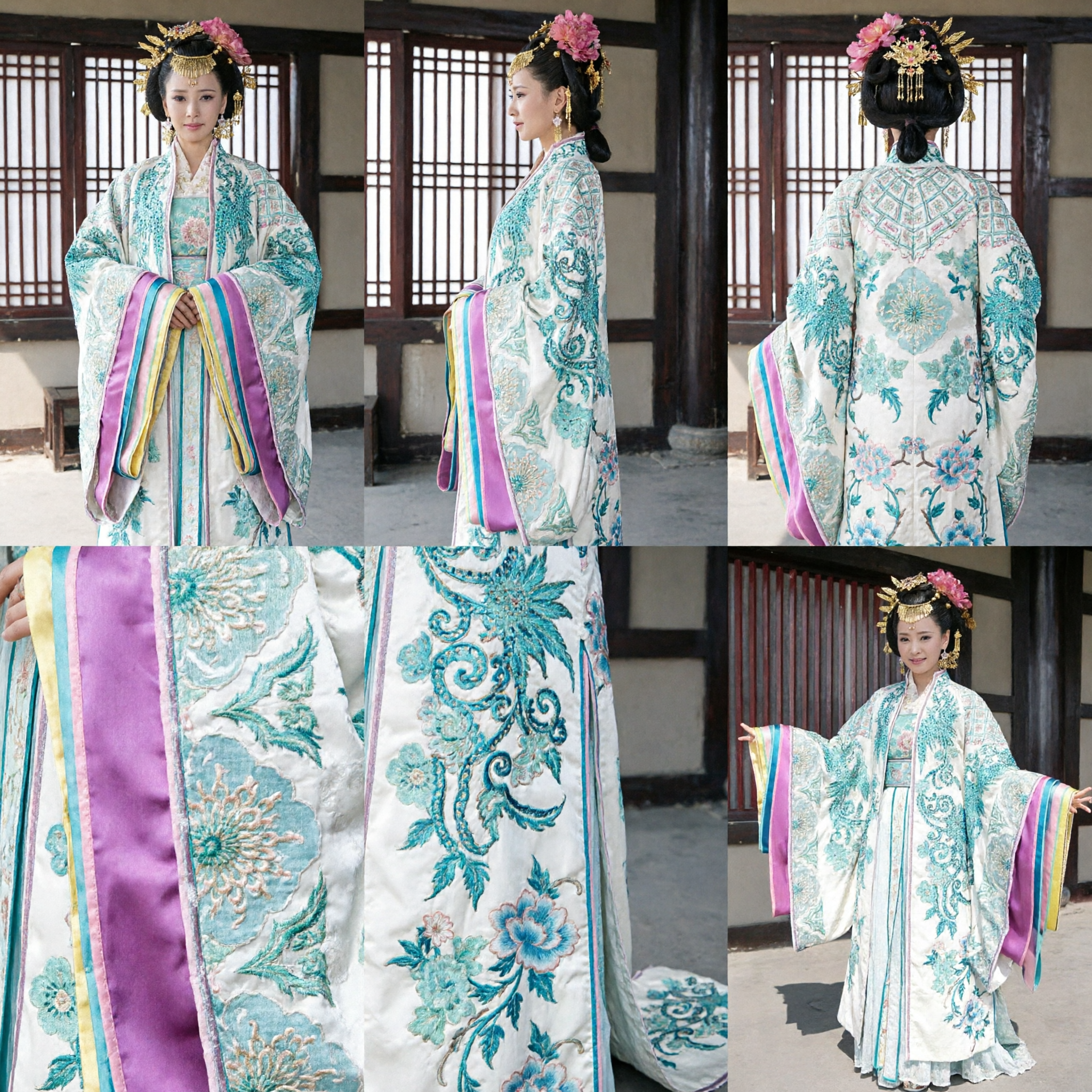 Oud Chinese Prinses Hanfu Kostuum Traditionele Wit en Blauw Geborduurde Paleisjurk voor Vrouwen Cosplay - Asian Costume