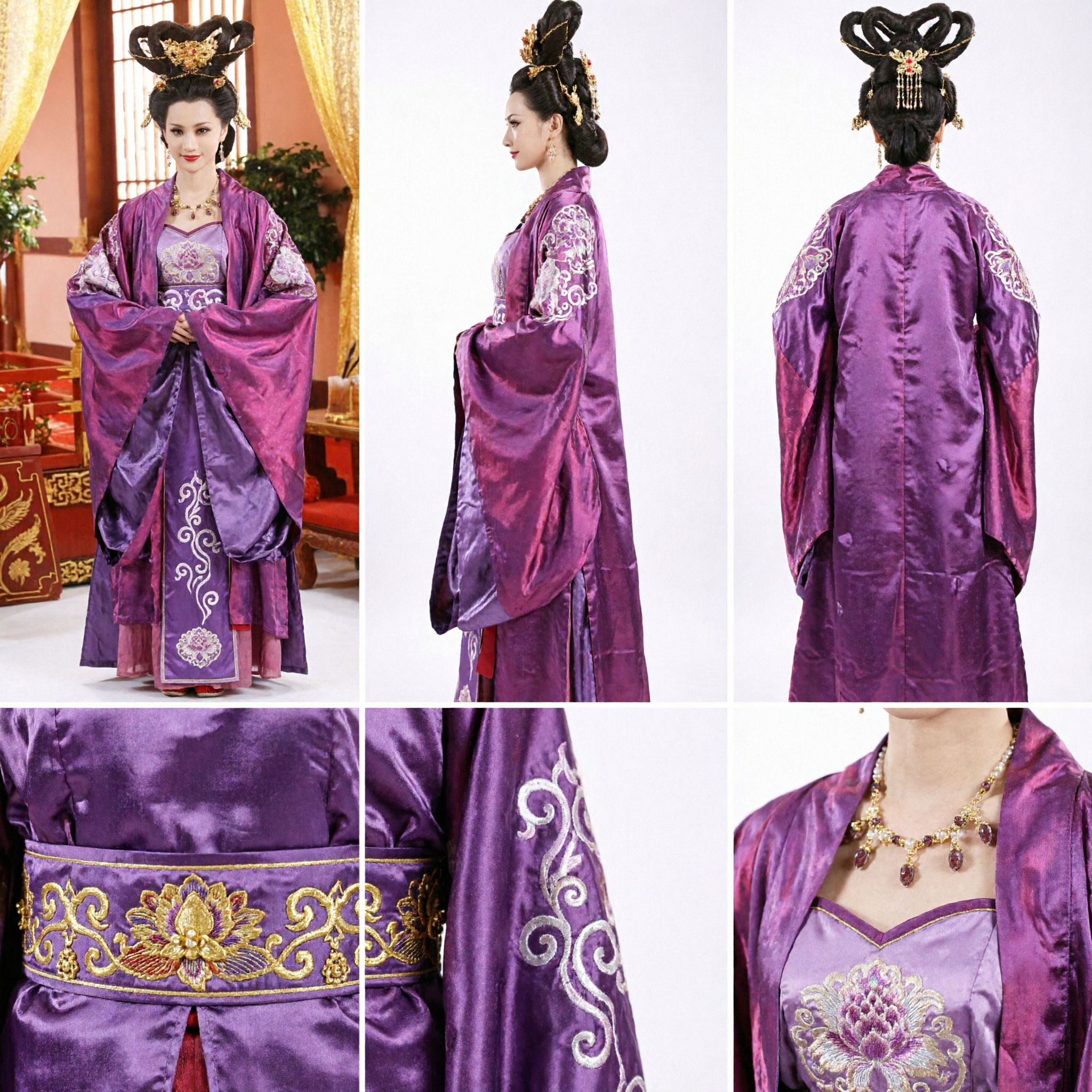 Costume Hanfu viola da Imperatrice di Palazzo della Dinastia Tang cinese antica, Abito tradizionale per Donne, Cosplay - Asian Costume