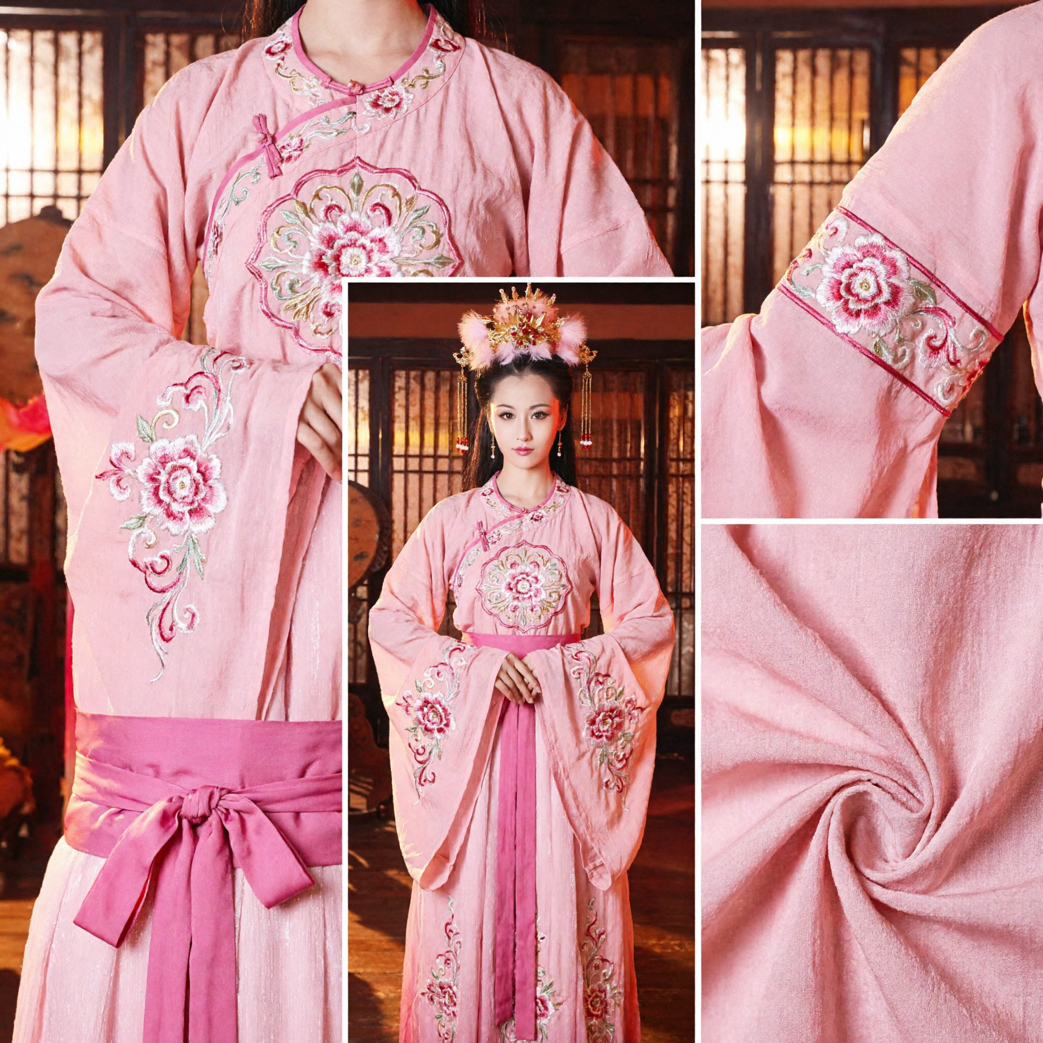 Traje de Dança Hanfu Rosa Tradicional Chinês Vestido de Princesa Fada Antiga para Performance para Mulheres - Asian Costume