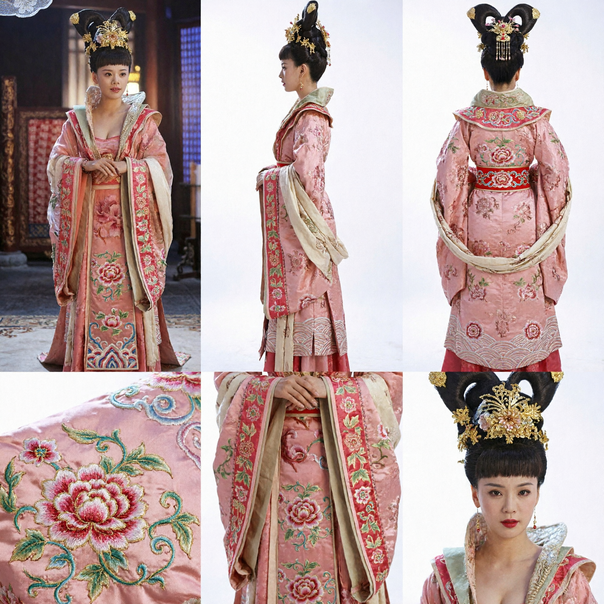 Traditioneel Chinees Tang-dynastie Paleisdame Kostuum Roze Geborduurde Hanfu-jurk voor Vrouwen Cosplay - Asian Costume