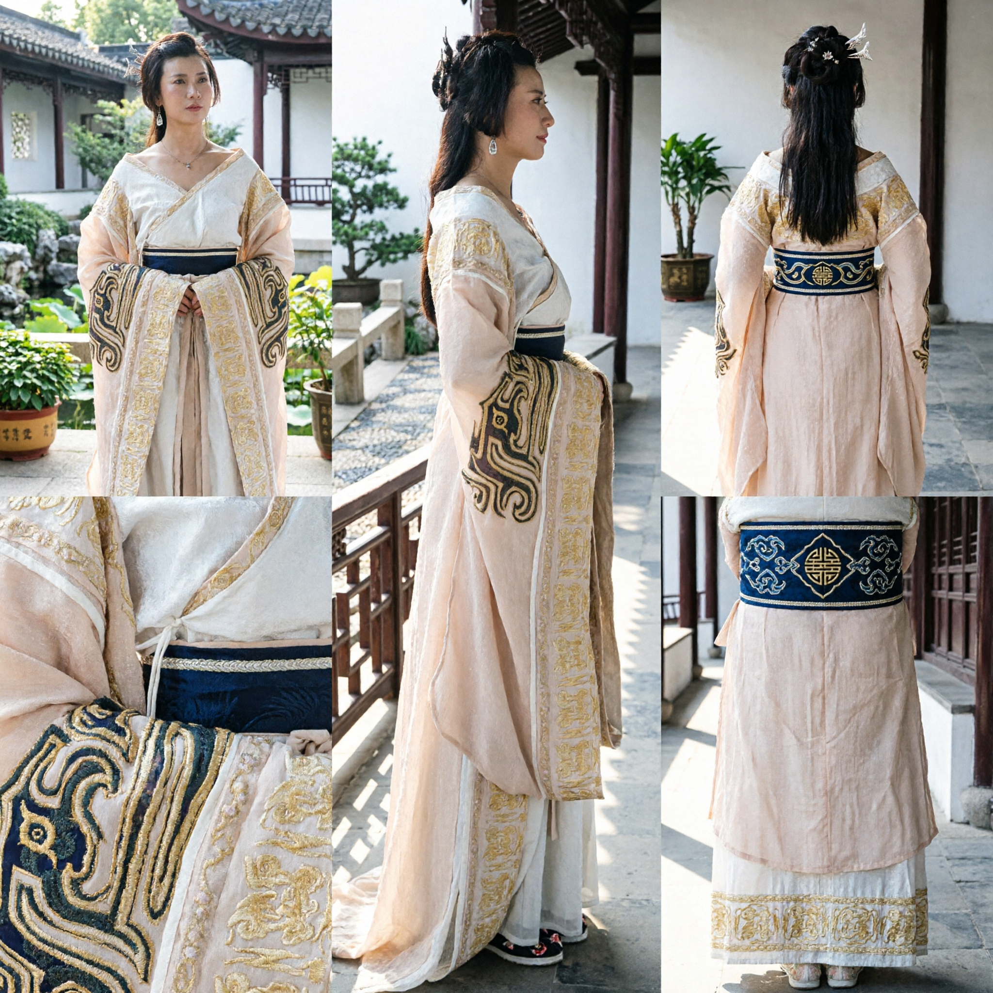 Ancient Chinese Hanfu Costume Traditional Qin Dynasty Princess Dress with Gold Embroidery for Women Cosplay - Asian Costume