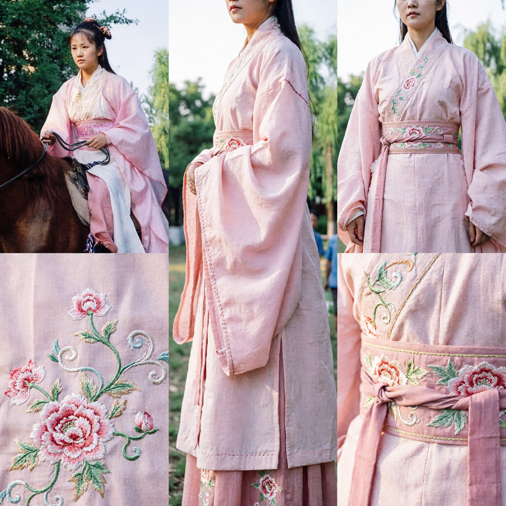 Elegant Pink Traditional Chinese Hanfu Costume for Women Ancient Wuxia Horse Riding Cosplay Outfit - Asian Costume