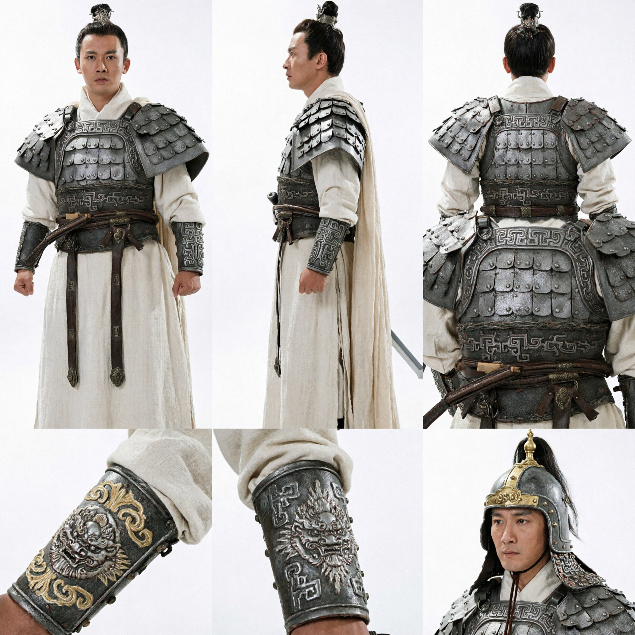 Traje de Armadura de General Antigo Chinês para Homens, Hanfu Tradicional de Guerreiro dos Estados Combatentes, Conjunto Completo para Cosplay - Asian Costume