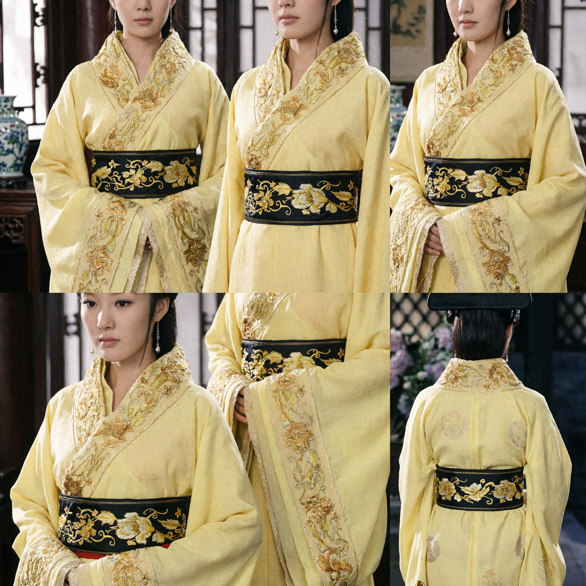 Costume Hanfu Giallo Cinese Antico per Donne da Dama di Palazzo Vestito Tradizionale Ricamato per Cosplay Storico - Asian Costume