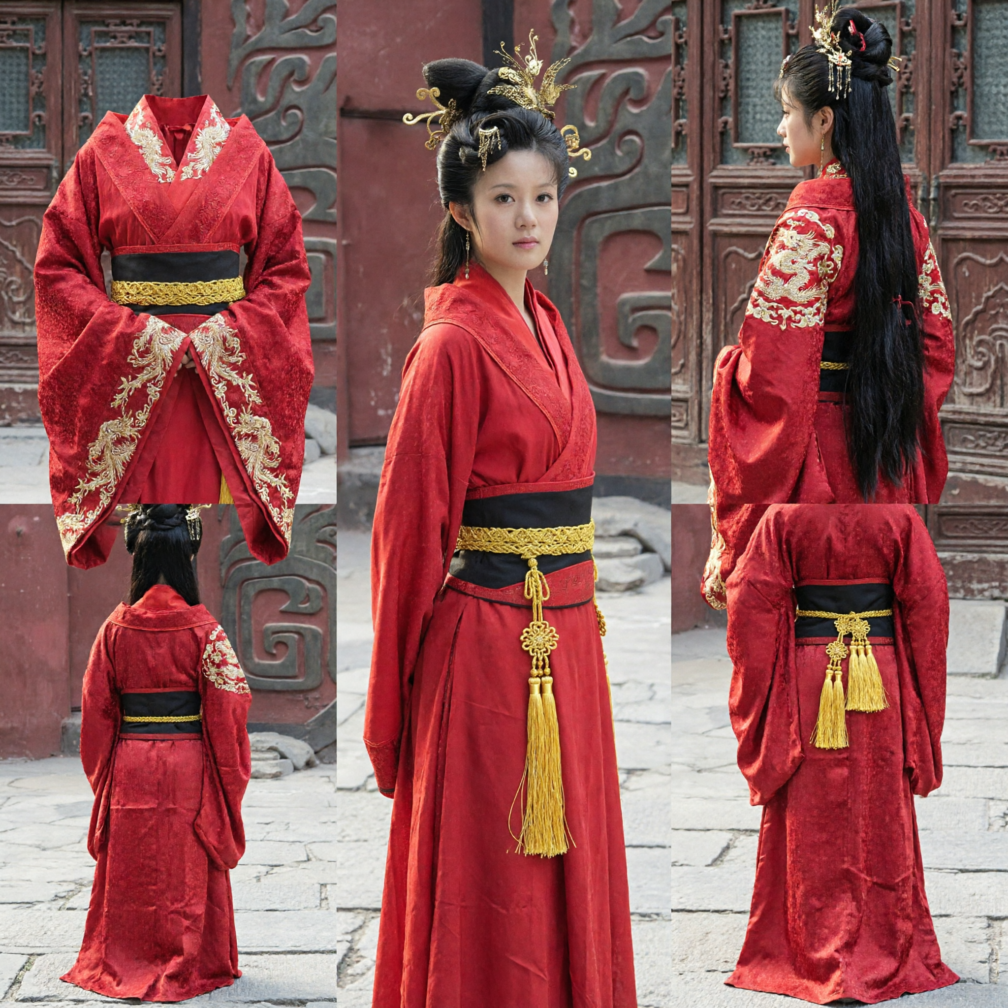 Costume Hanfu Chinois Ancien Rouge pour Femmes, Robe de Princesse Traditionnelle, Tenue de Cosplay de la Dynastie Han pour Photographie - Asian Costume
