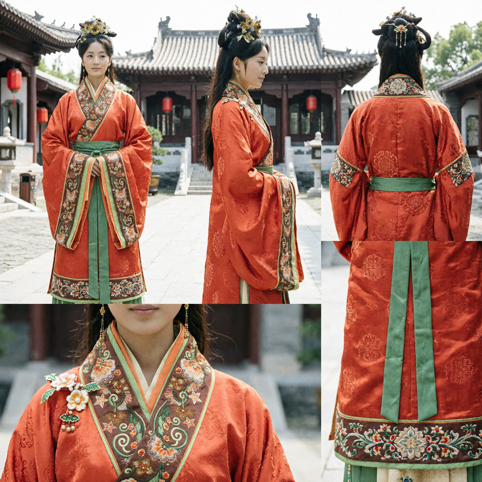 Costume de Princesse Chinoise Ancienne Traditionnel, Robe Hanfu Orange avec Broderie Exquise pour Femmes pour Cosplay et Performance - Asian Costume