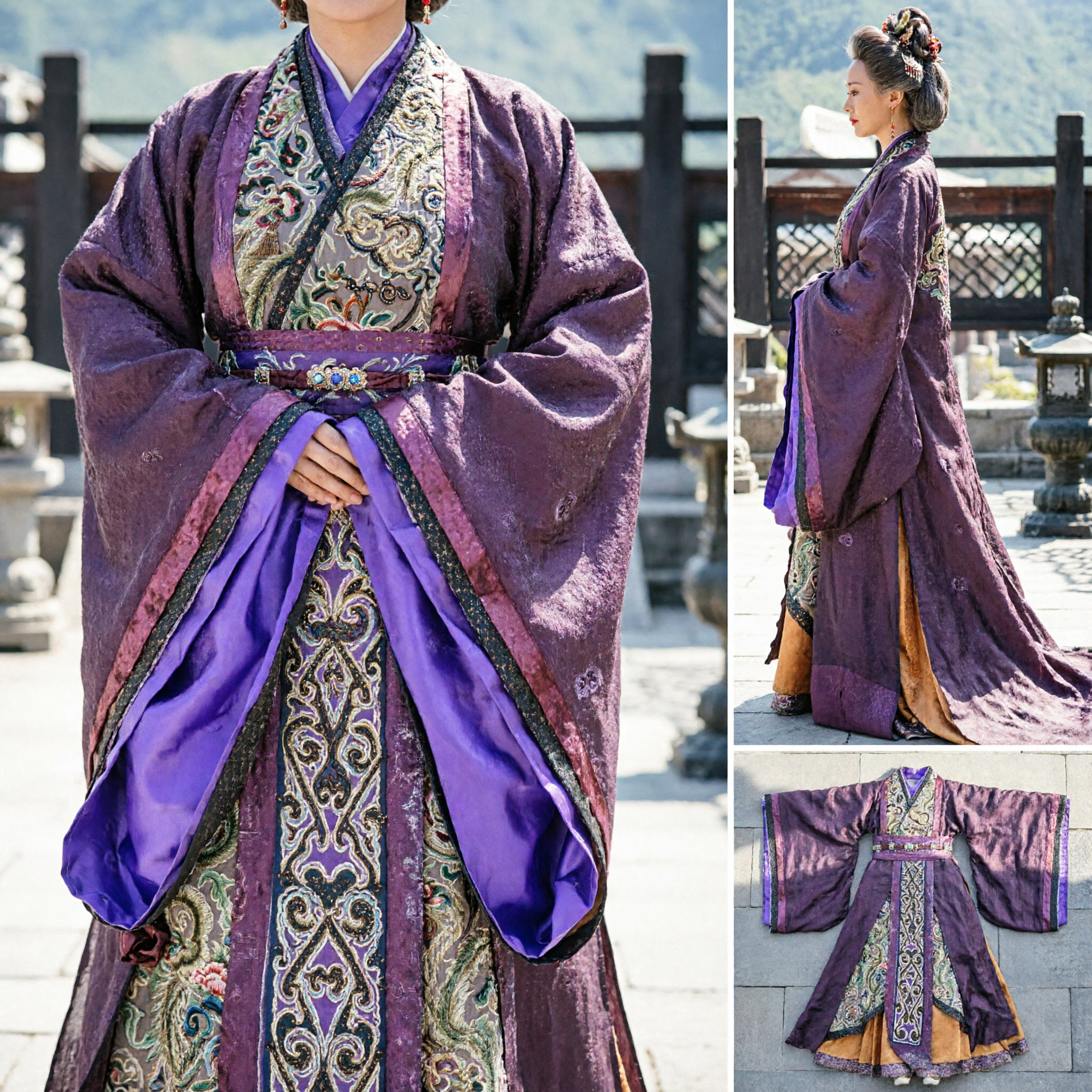 Costume Hanfu chinois ancien violet, robe noble traditionnelle brodée pour cosplay historique féminin - Asian Costume