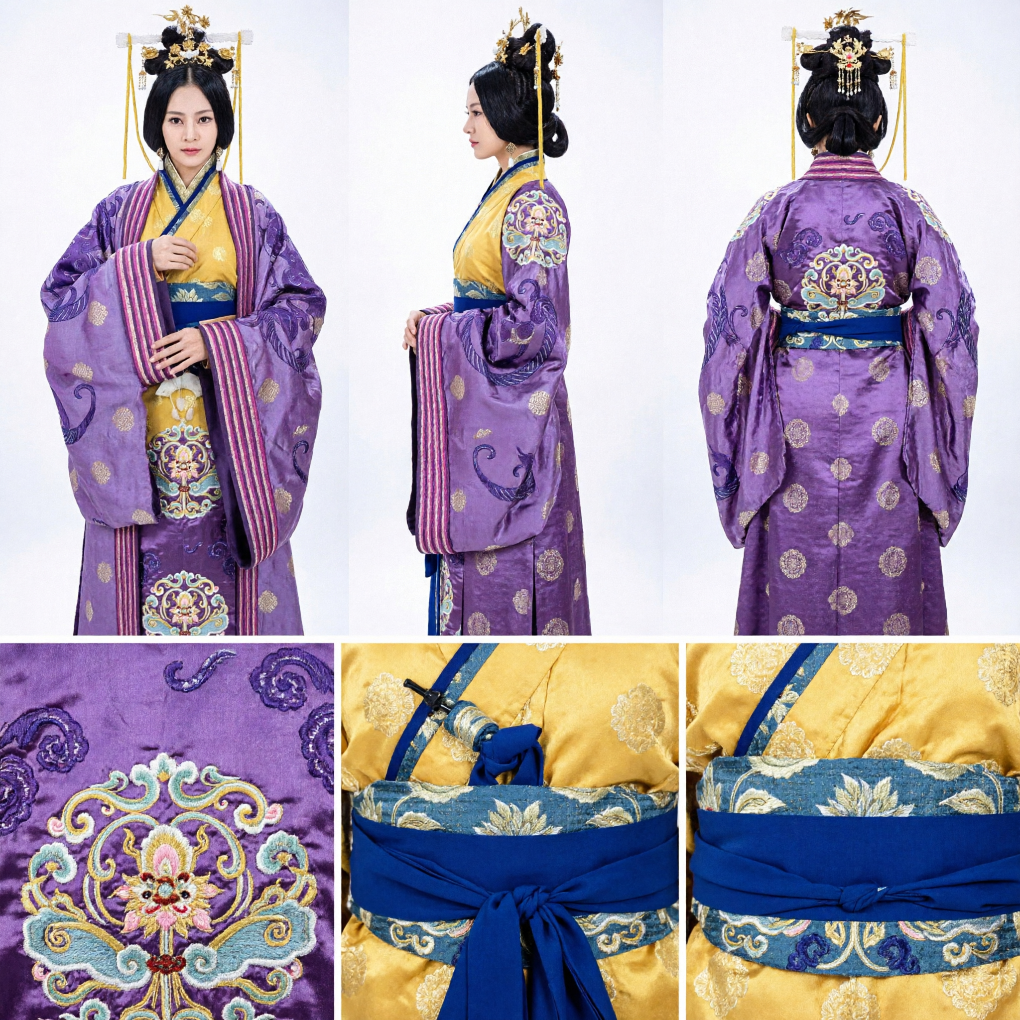 Costume Hanfu de Princesse Royale Ancienne Chinoise, Robe Brodée Violette, Robe de Cosplay de Drame Historique pour Femmes - Asian Costume