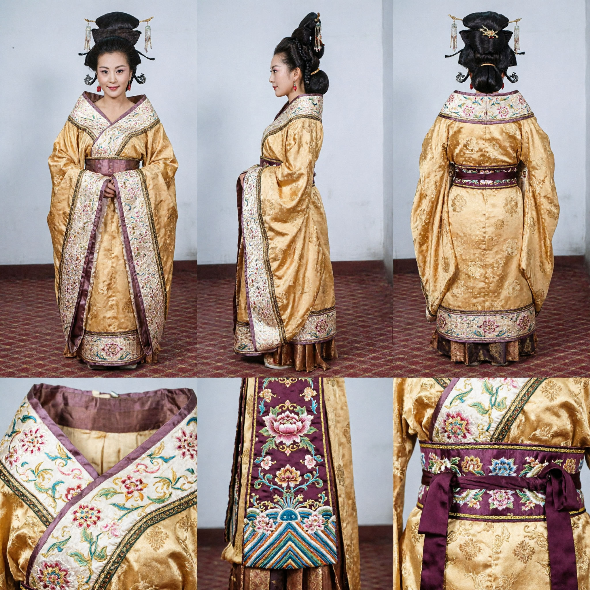 Traditioneel Chinees Oud Paleisdame Kostuum Geel Geborduurde Hanfu Jurk voor Vrouwen Historische Cosplay - Asian Costume