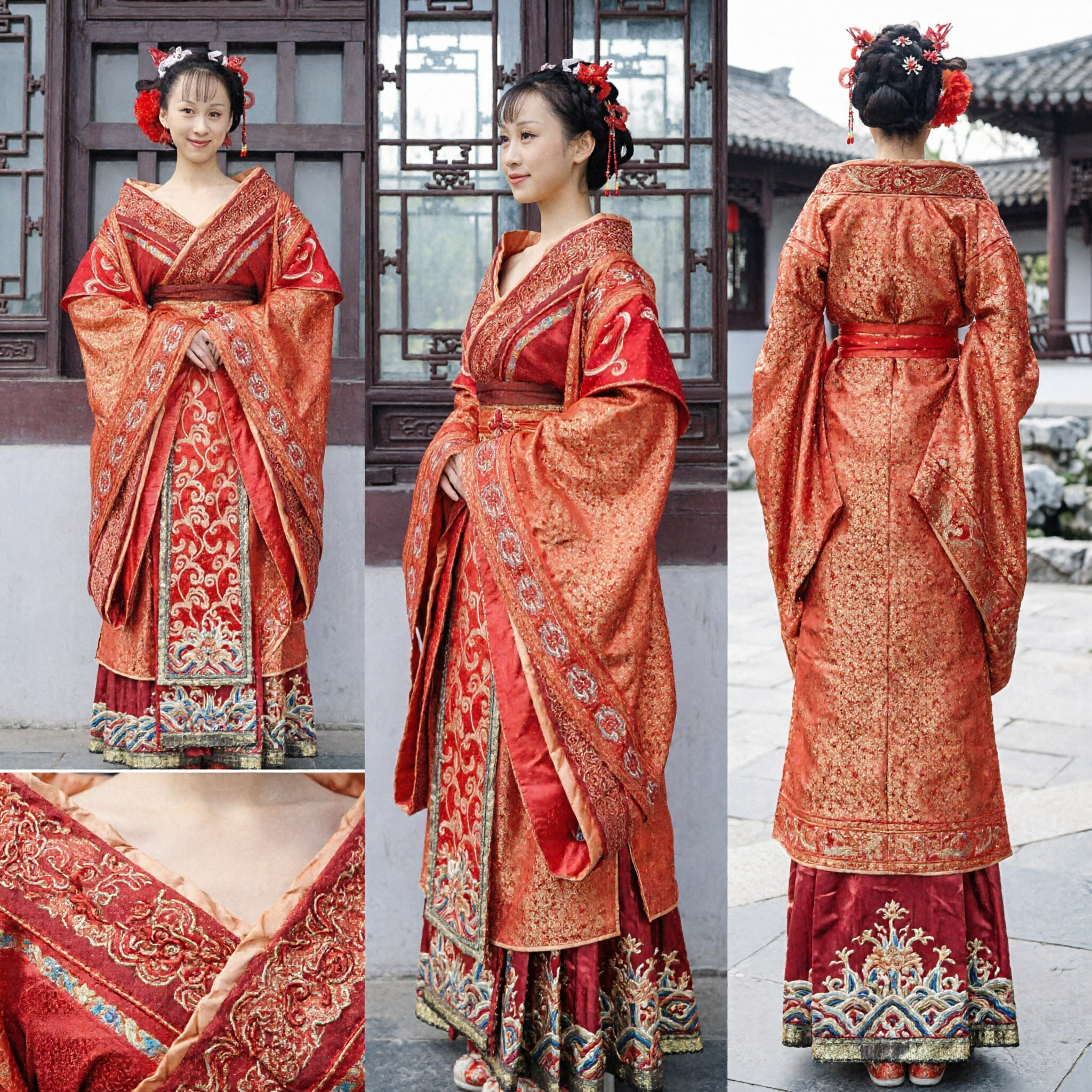 Tradycyjny czerwony chiński strój Hanfu, starożytna suknia księżniczki dla kobiet do historycznego cosplayu i występów scenicznych - Asian Costume