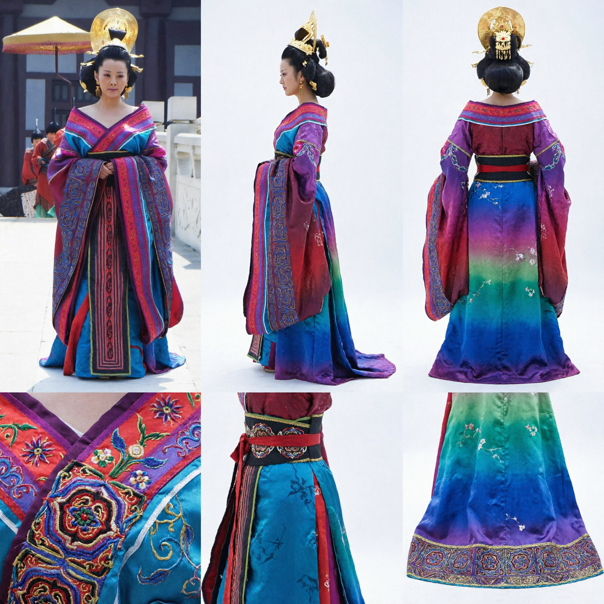 Traje de Emperatriz Hanfu China Antigua para Mujeres Vestido de la Corte Real Tradicional Atuendo de Cosplay Histórico con Tocado - Asian Costume