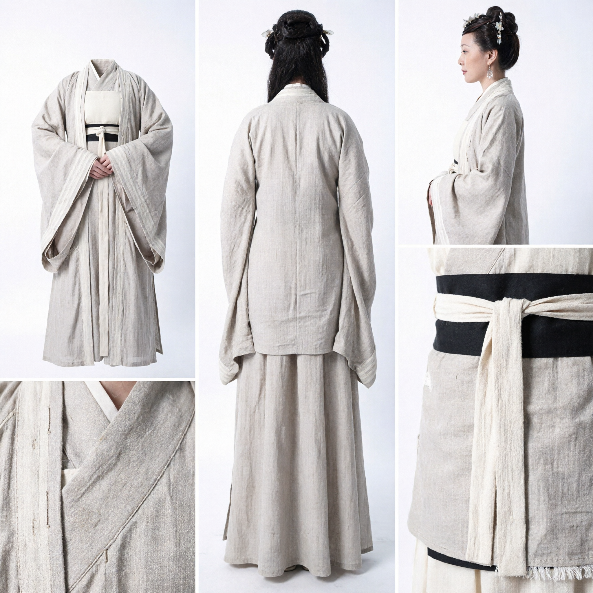 Antikes chinesisches Hanfu-Kostüm Frauen Traditionelles Han-Dynastie Kleid Beiges historisches Gewand für Aufführung Cosplay - Asian Costume
