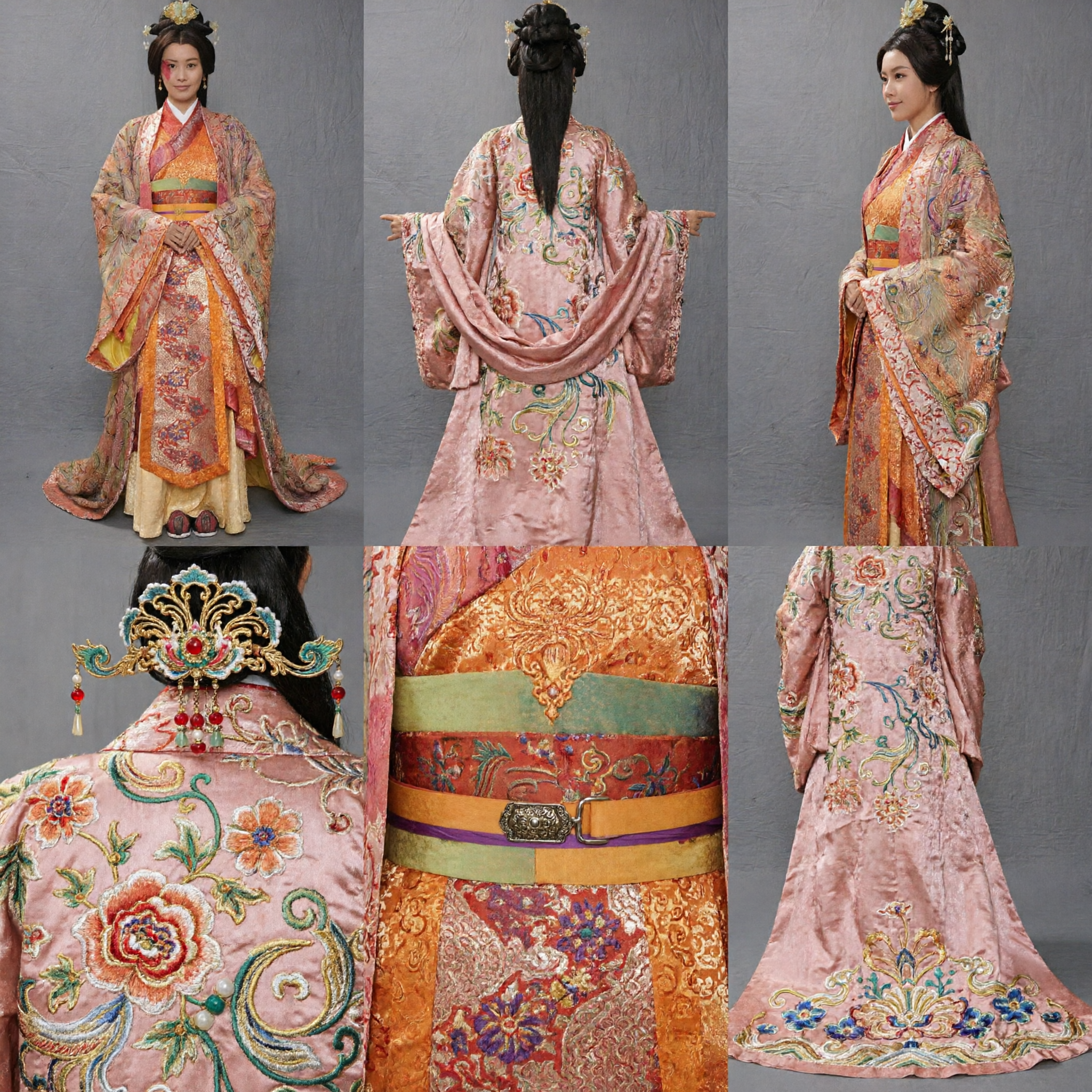 Costume Hanfu de princesse chinoise ancienne élégant Robe brodée orange et or pour femmes Cosplay historique - Asian Costume
